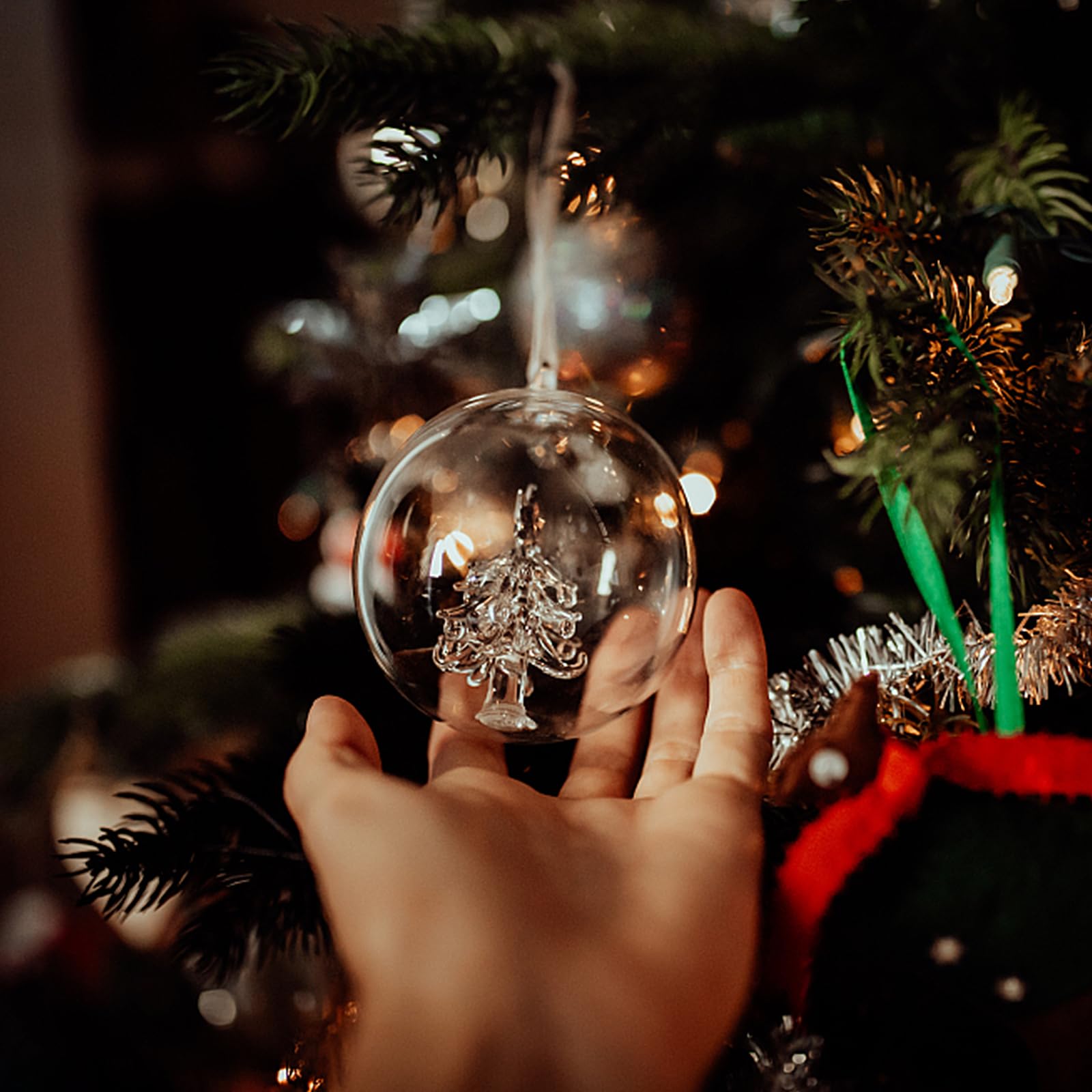 JOSPL 20pcs Weihnachtsbaumkugeln Transparent - DIY Acryl Kugeln Mit Leine