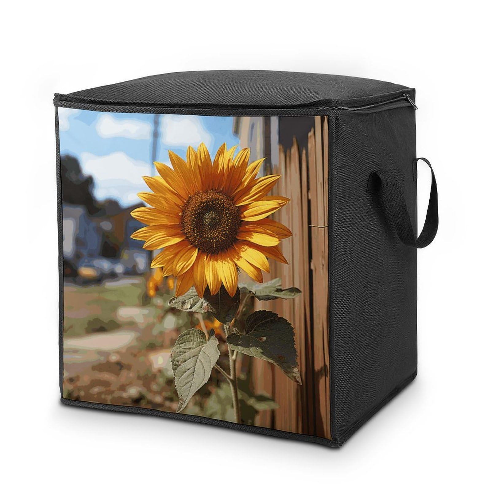 Farm Sunflower Storage Bags Comforter Quilt Blanket Clothes with Zipper & Handles Easy to Fit King Size Comforter Set Closet Under Bed Organizer for Dorm Pillows Bedding 70L