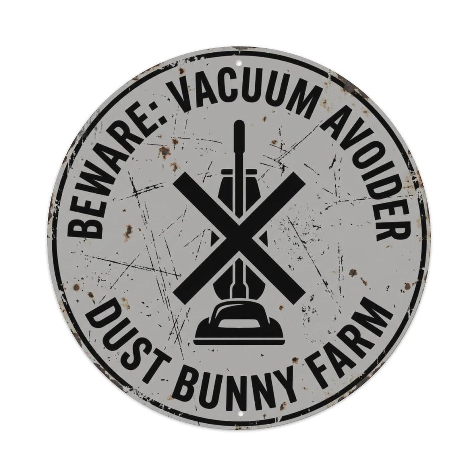 Vintage Funny Beware Vacuum Avoider Warning Metal Tin Sign