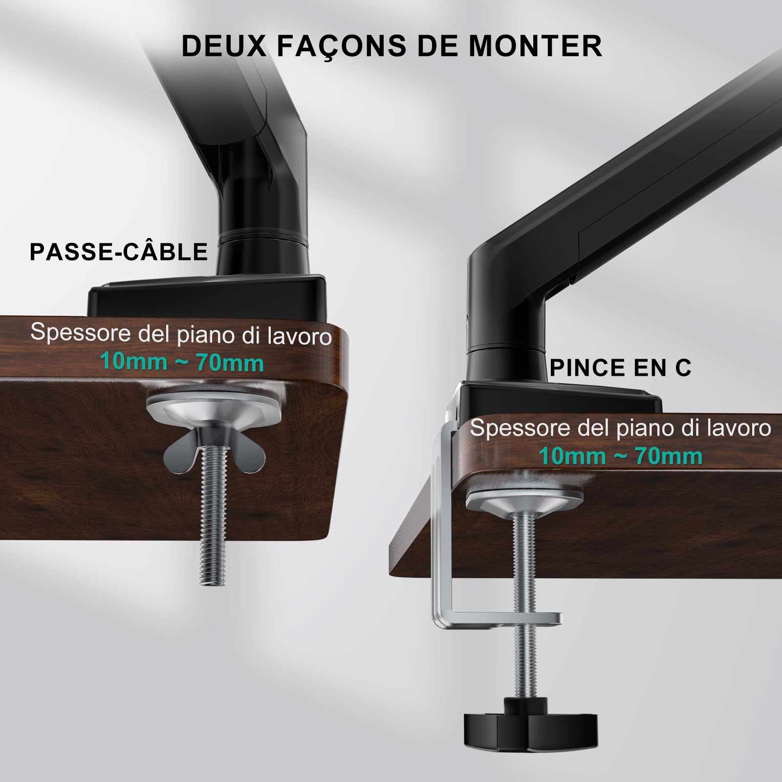 WALI Supporto per monitor singolo per schermi da 13-34", braccio regolabile per monitor singolo, schermo normale fino a 32", 12 kg, supporto per monitor da scrivania, VESA 75/100 mm (GSMP001N), nero