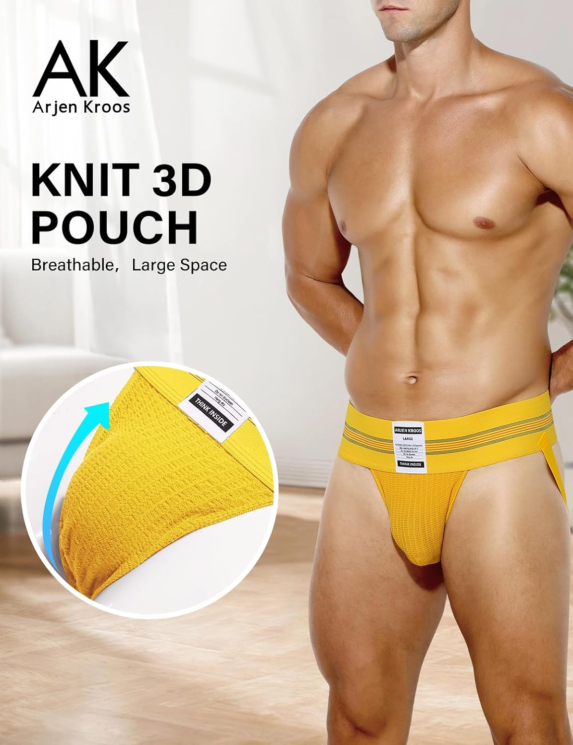 Arjen Kroos Men's Athletic Supporter Workout Running Jockstrap Underwear With Wide Band - Image 4