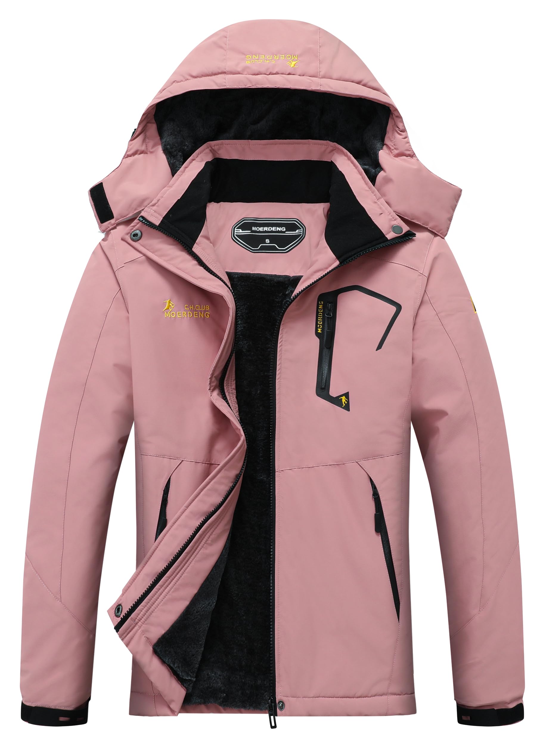 MOERDENG Women's Waterproof Ski Jacket Warm Winter Snow Coat Mountain Windbreaker Hooded Raincoat Jacket