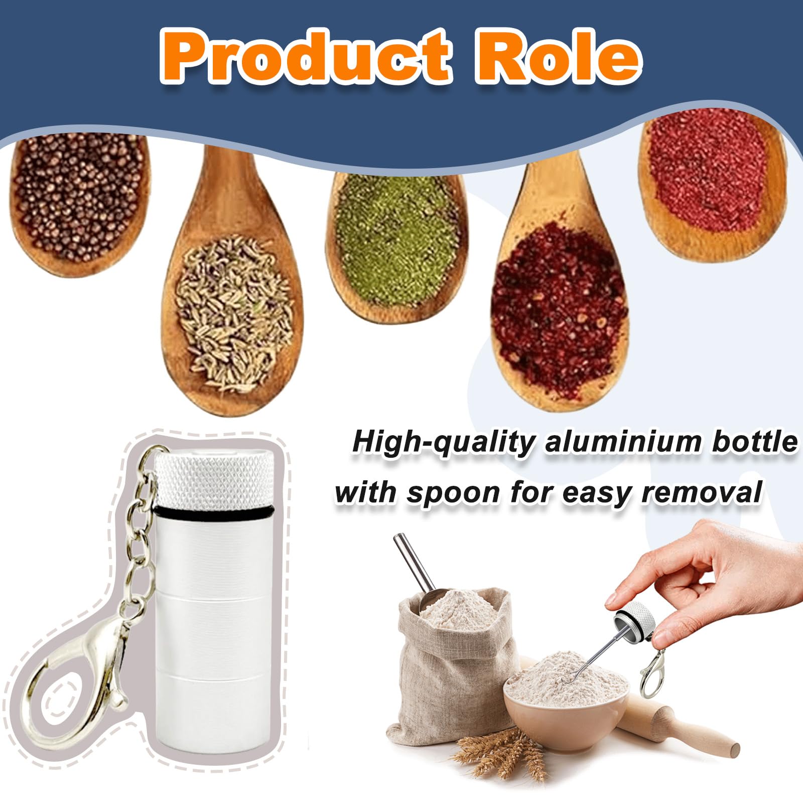 AABDTYYD 2 Mini Conteneurs Scellés Avec Cuillère En Aluminium, Flacon Avec Cuillère Portable Pour Poudres Et Kit De Rangement - Noir/Blanc (5.3cm, Étanche, Usage Intérieur/Extérieur