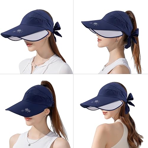 Miniatura 2 de Peicees Sombrero con visera ancha para mujer, gorra de protección solar para golf, tenis, playa, correr, senderismo, pesca, jardinería