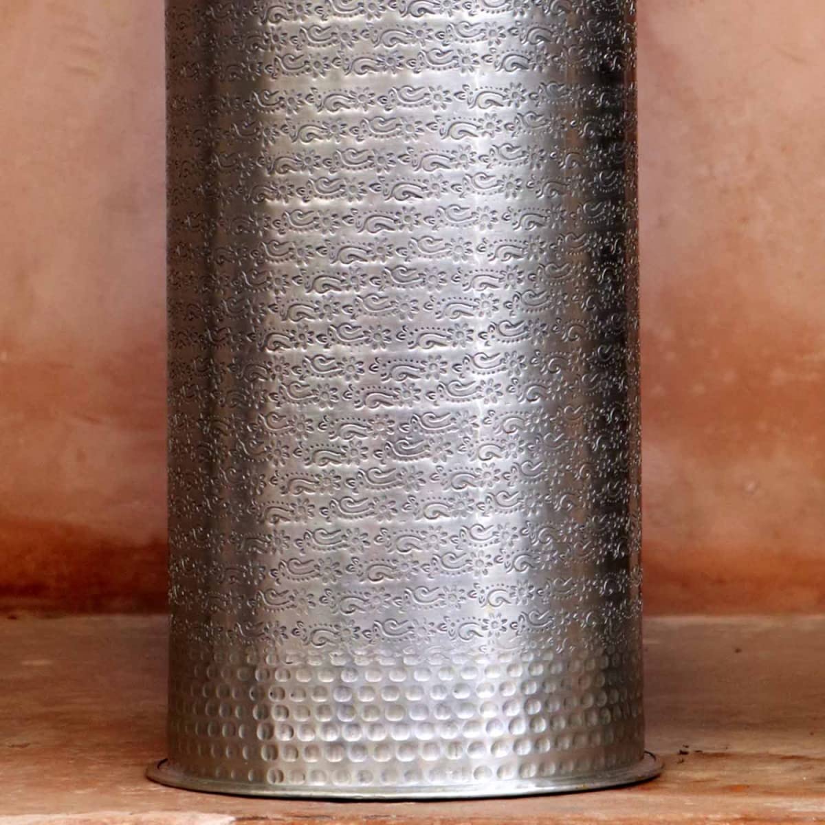 Casa Moro Portaombrelli orientale Cadiz, argento, 21 x 51 cm, rotondo, in alluminio con battuta a martello, di lusso, unico portaombrelli per bastoncini, ombrelli RSH300