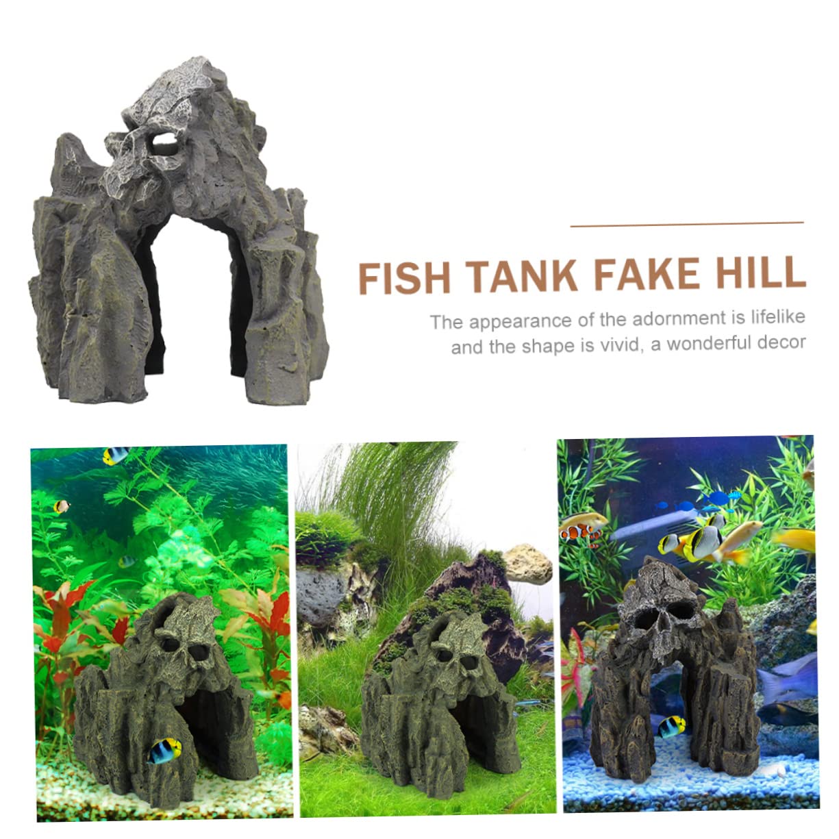 BESPORTBLE Décoration Colline pour Aquarium Crâne Résine Cachette Poissons Et Crevettes