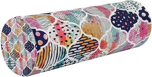 Miniatura 1 de Almohada de almohada de cuadros marroquíes coloridos de dibujos animados para sofá, almohada decorativa para el cuello, almohada redonda para