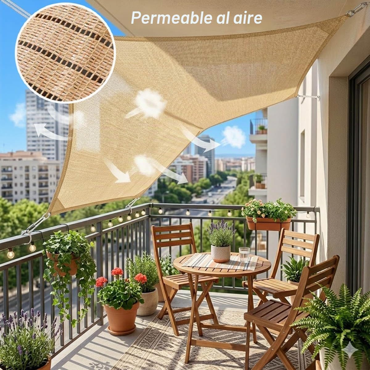 Malla Sombra Beige 2x4.0m 3x4.0m con Ojales, Toldos Exterior Terraza | Malla Sombreadora 60% para Huerto Y Plantas, Toldo Transpirable para Jardín, Camping, Cañizo(6.6' x 13' (2x4.0m))