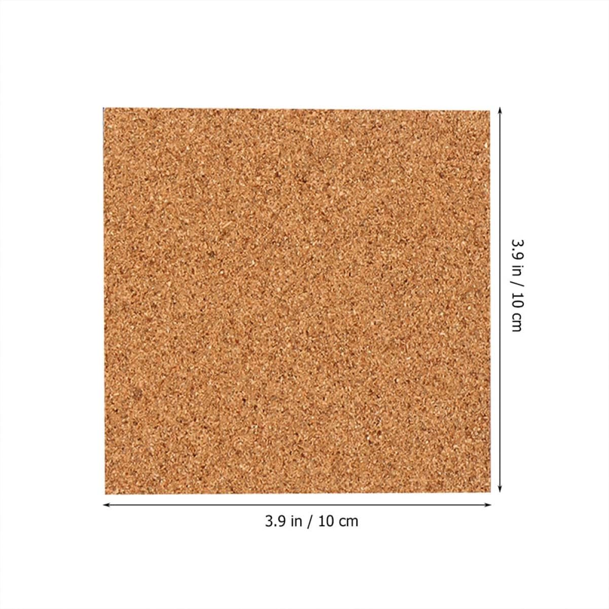 NUOBESTY 56pcs Self-Adhesive Cork Natural Wooden Heat Insulation Squares for Home Office and Projects Non- Mats Writable for Potted Plants and Decor