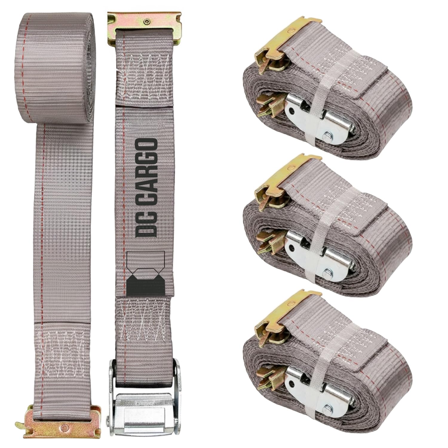 E Track Cam Buckle Straps 4-Pack 2"x16 Ft – Grey view 8
