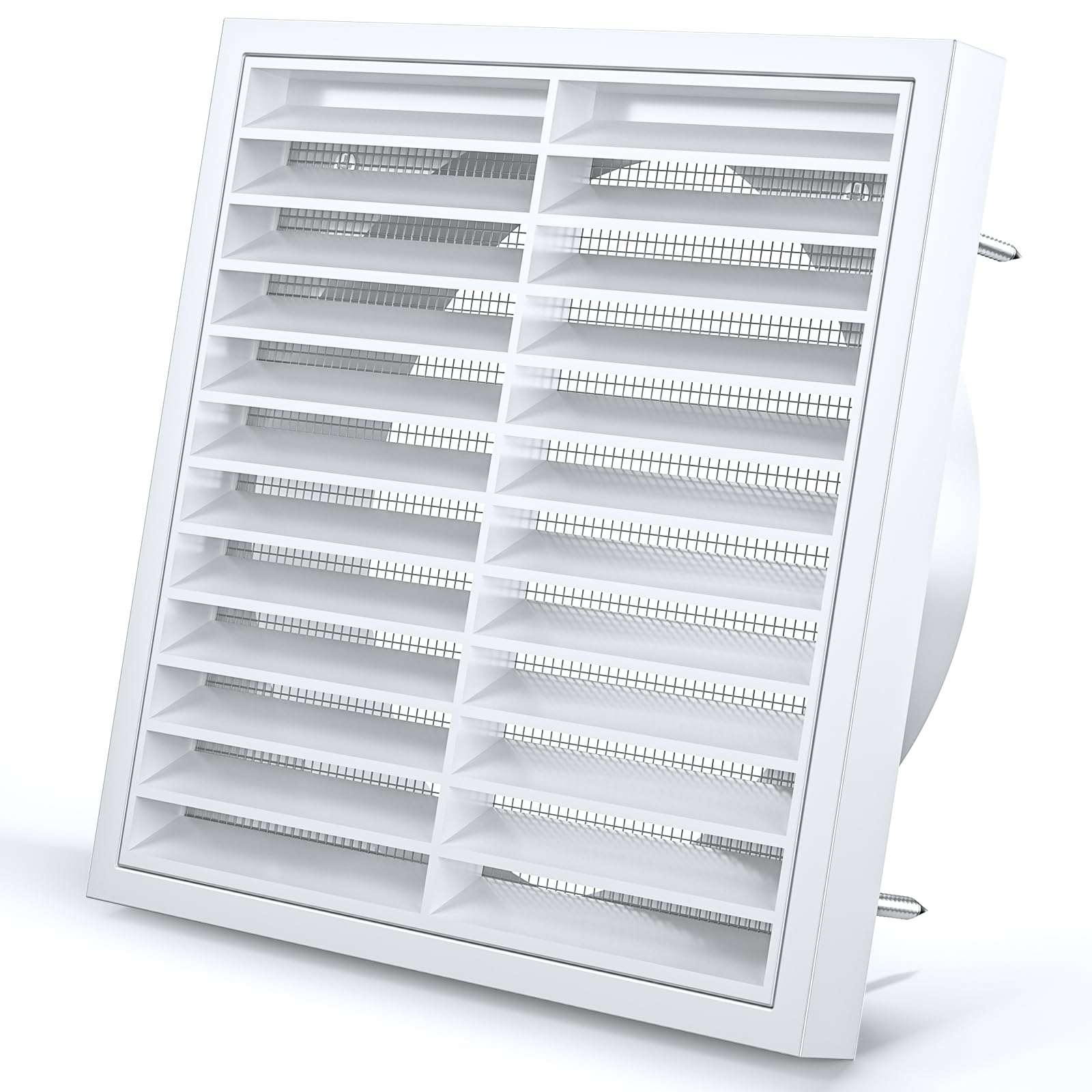 HG Power 150mm Air Vent Cover - 175mmร175mm Louvred Wall Vent Grille with Flyscreen, Ventilation for Tumble Dryer, Extractor Fan, Garage, Bathroom, Kitchen, Attic, Exterior Walls, White