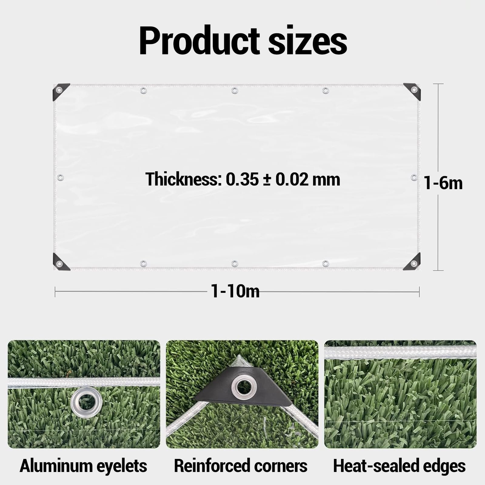 PVC Durchsichtige Plane,wasserdichte Transparente PVC Plane,Transparente Plane Mit öSen,KäLtebestäNdigkeit,FüR Regenschutz Terrasse Balkon AußEnbereich Carport