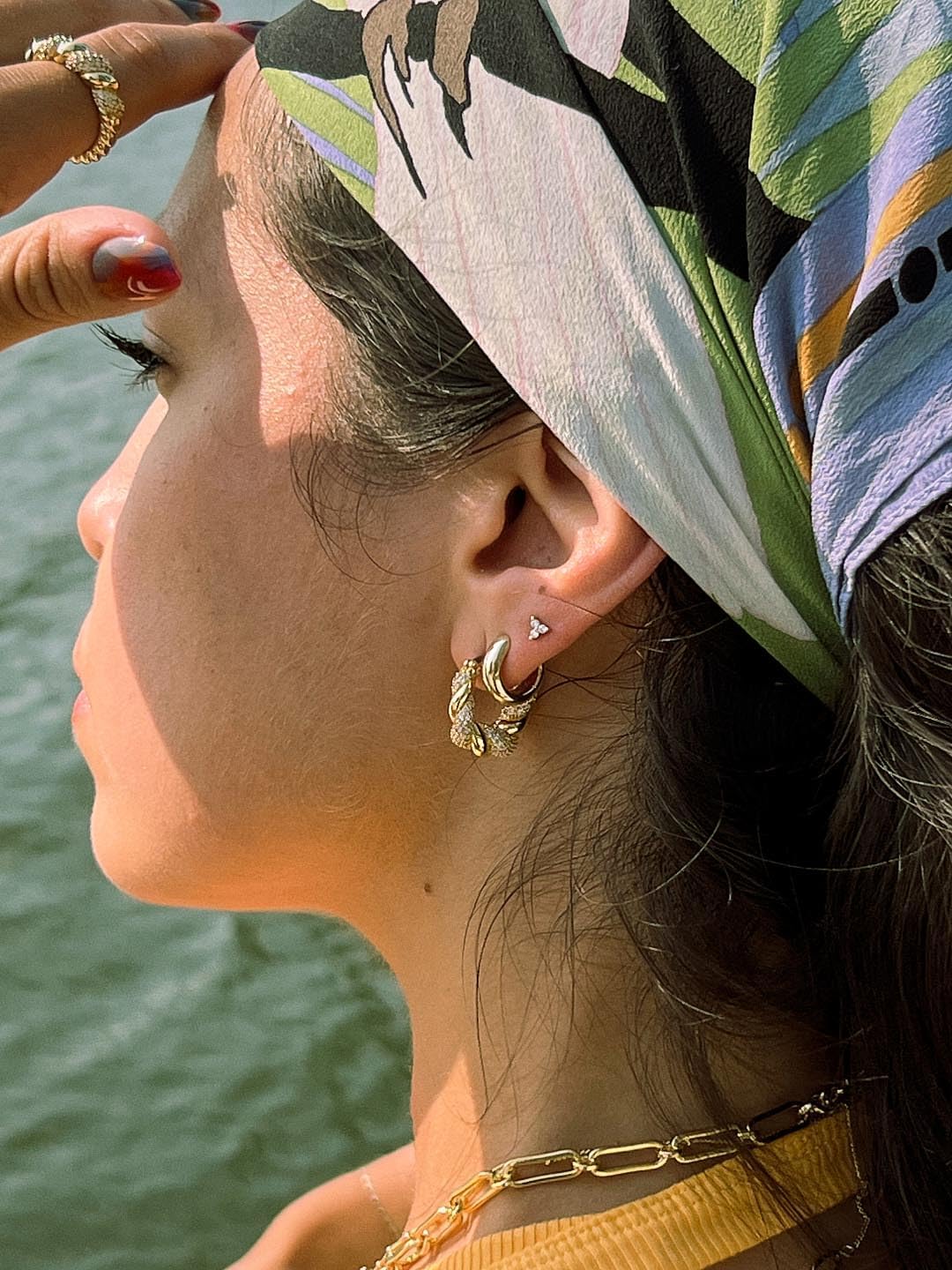 Ana Luisa Giulia Huggie Hoop Earrings for Women - Hypoallergenic Water-Resistant Tarnish-Free Chunky Earrings for Women - 14K Gold Plated & Silver Rhodium Plated Hoops - Small, Medium & Large Size - Image 8