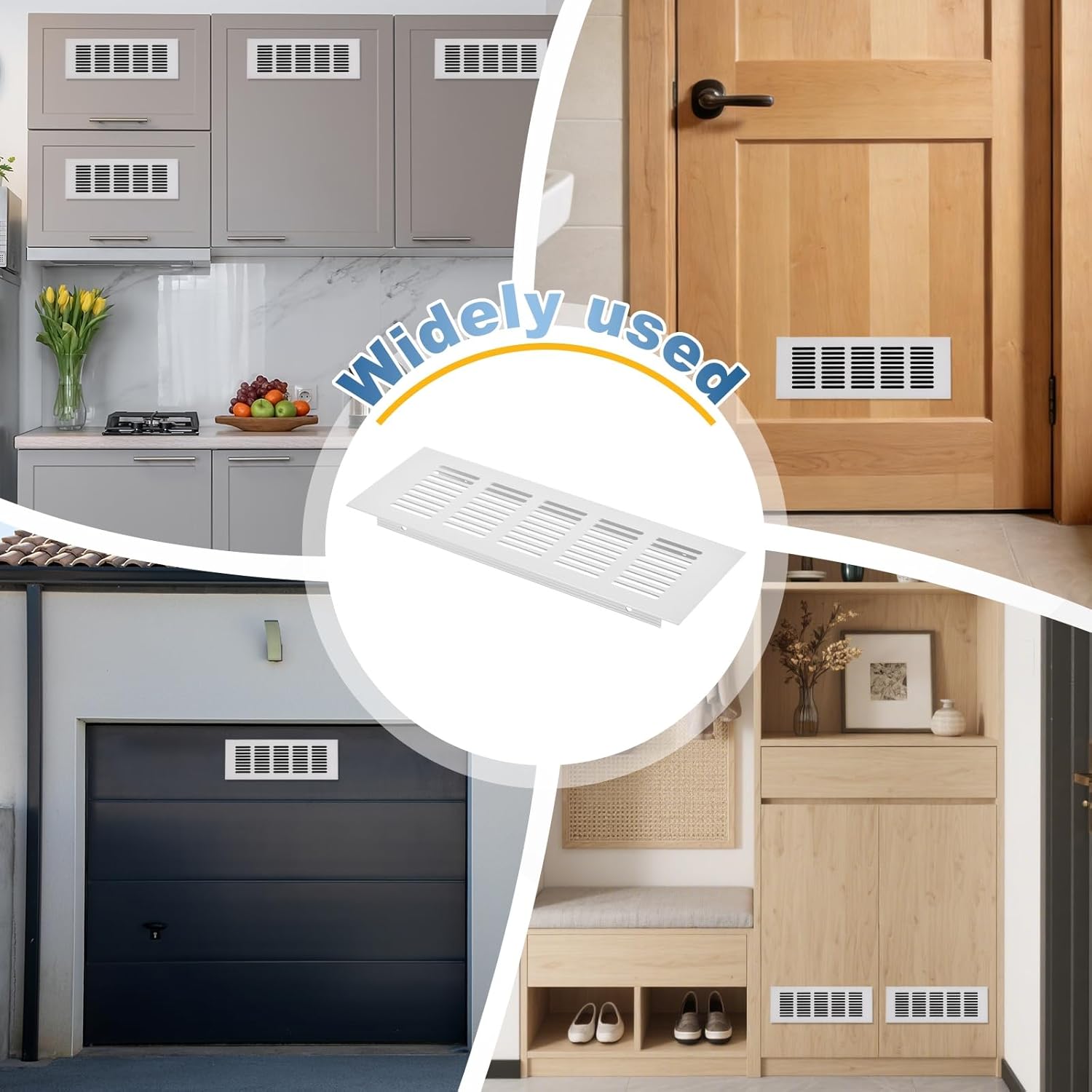 9 x 3Inch Door Air Vent Cover, 2Set Heavy Duty Aluminum Two Sided Grille Ventilation Cover Louvered with 4 Mounting Screws for Cabinet Wardrobe Door, White