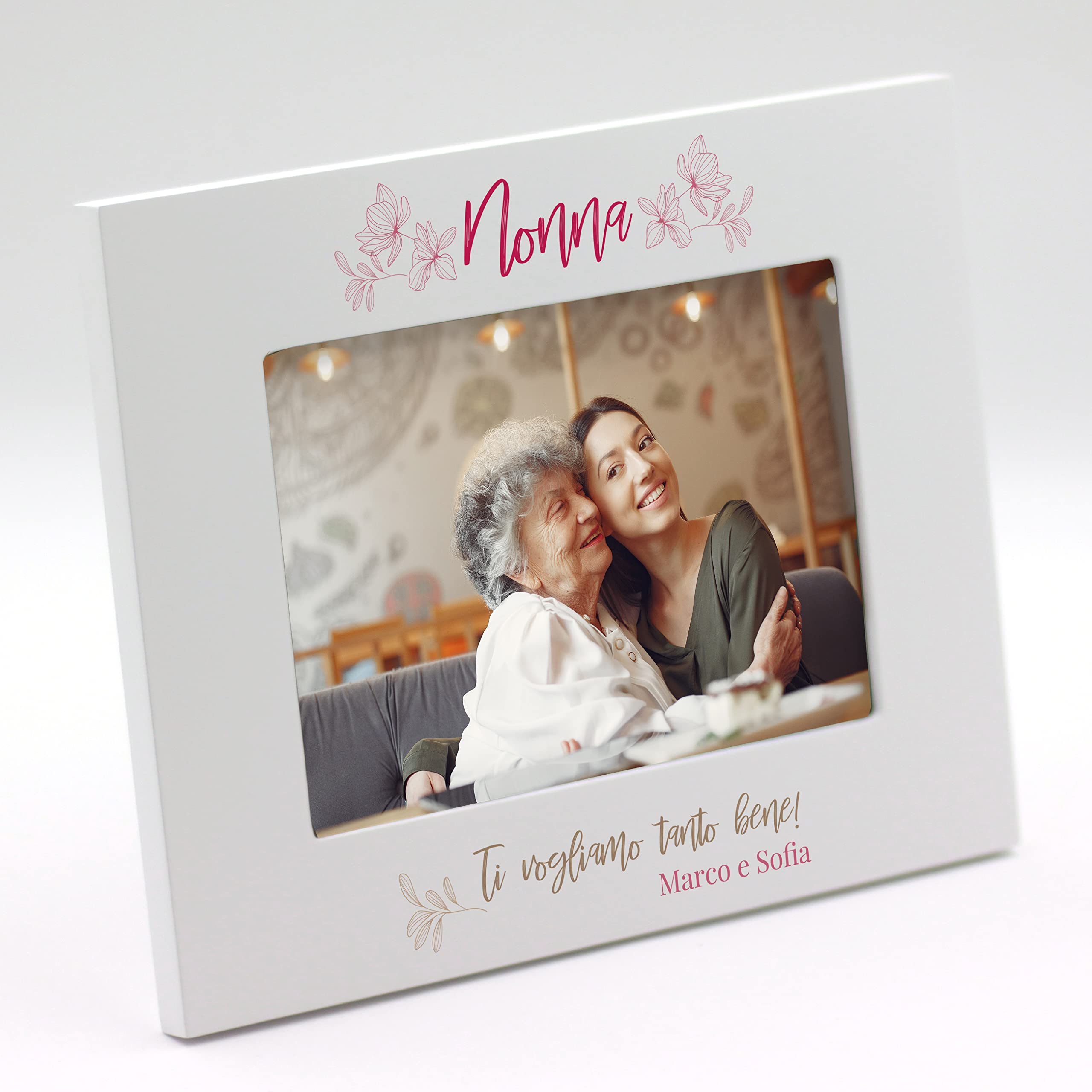 Cornice Personalizzata per Nonna con Foto Inclusa - Idea Regalo per Festa dei Nonni o Compleanno - Firma con Il Tuo Nome (20 x 15 cm | Orizzontale