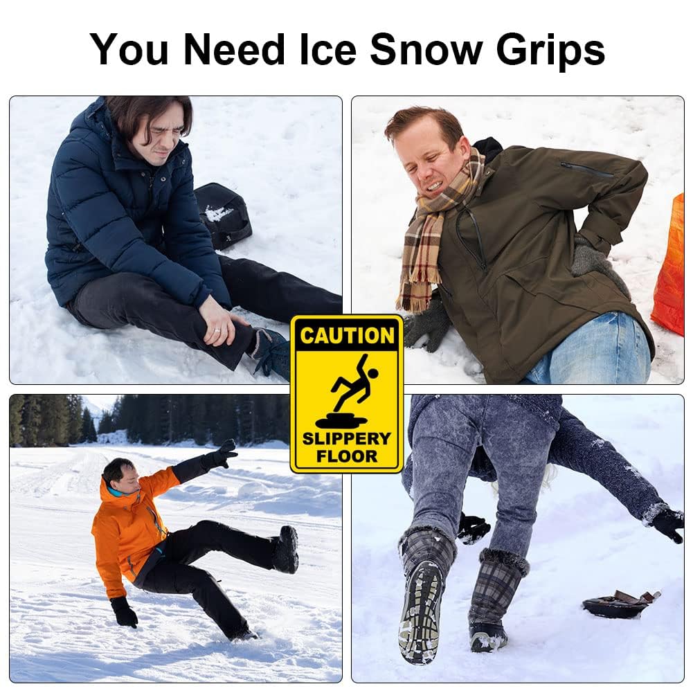 Flintronic Crampons à Neige Antidérapants en Acier Inoxydable pour Chaussures, Griffes à Glace Universelles
