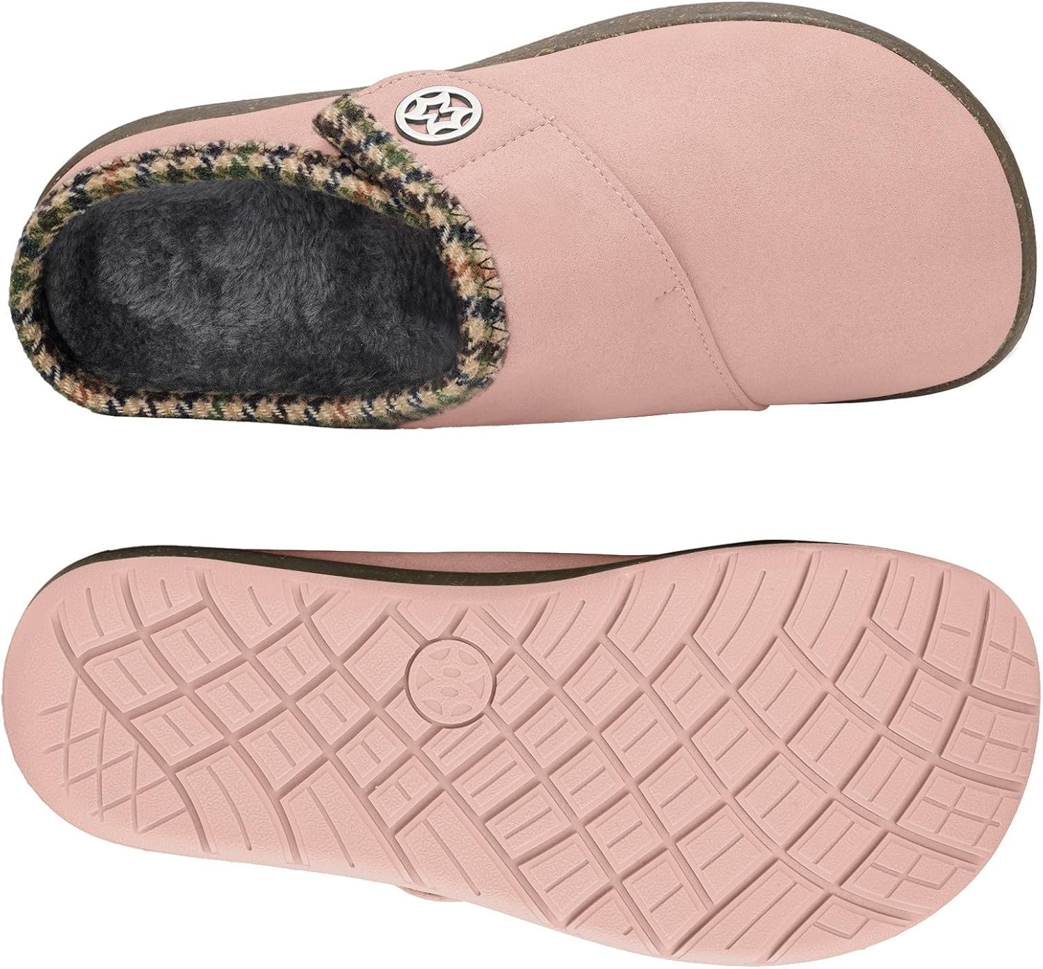 Eagsouni Women's Men's Wide Width Slippers Suede Fuzzy Slippers Winter Warm Fur Lined Slip on House Shoes Outdoor with Removable Cushion Footbed - Image 5