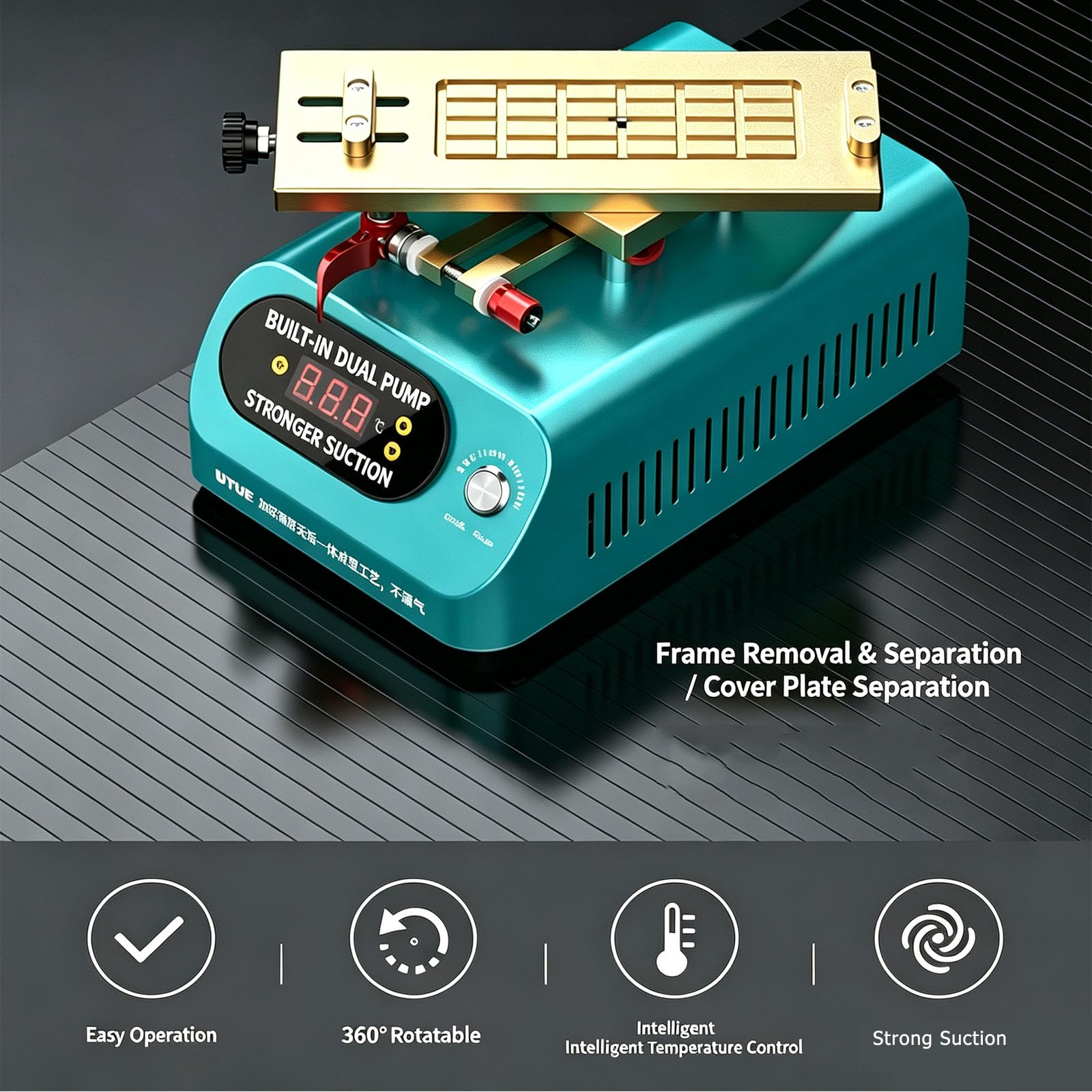 Macchina per La Separazione di Schermi LCD, Separatore LCD per La Rimozione degli Schermi dei Cellulari, con Controllo della Temperatura da 40 ℃ A 200 ℃ E Tavolo Operatorio Girevole A 360°