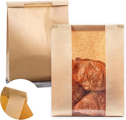 30 bolsas de pan de papel kraft de 14 x 8.3 x 3.5 pulgadas, bolsas grandes de papel para pan, bolsas de galletas, bolsas de café, bolsas de