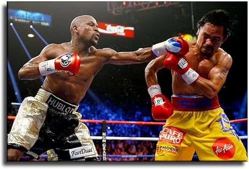 HYYNN Floyd Mayweather Jr. y Manny Pacquiao Fighting For The Title - Póster artístico de pared y arte de pared, póster moderno para decoración de