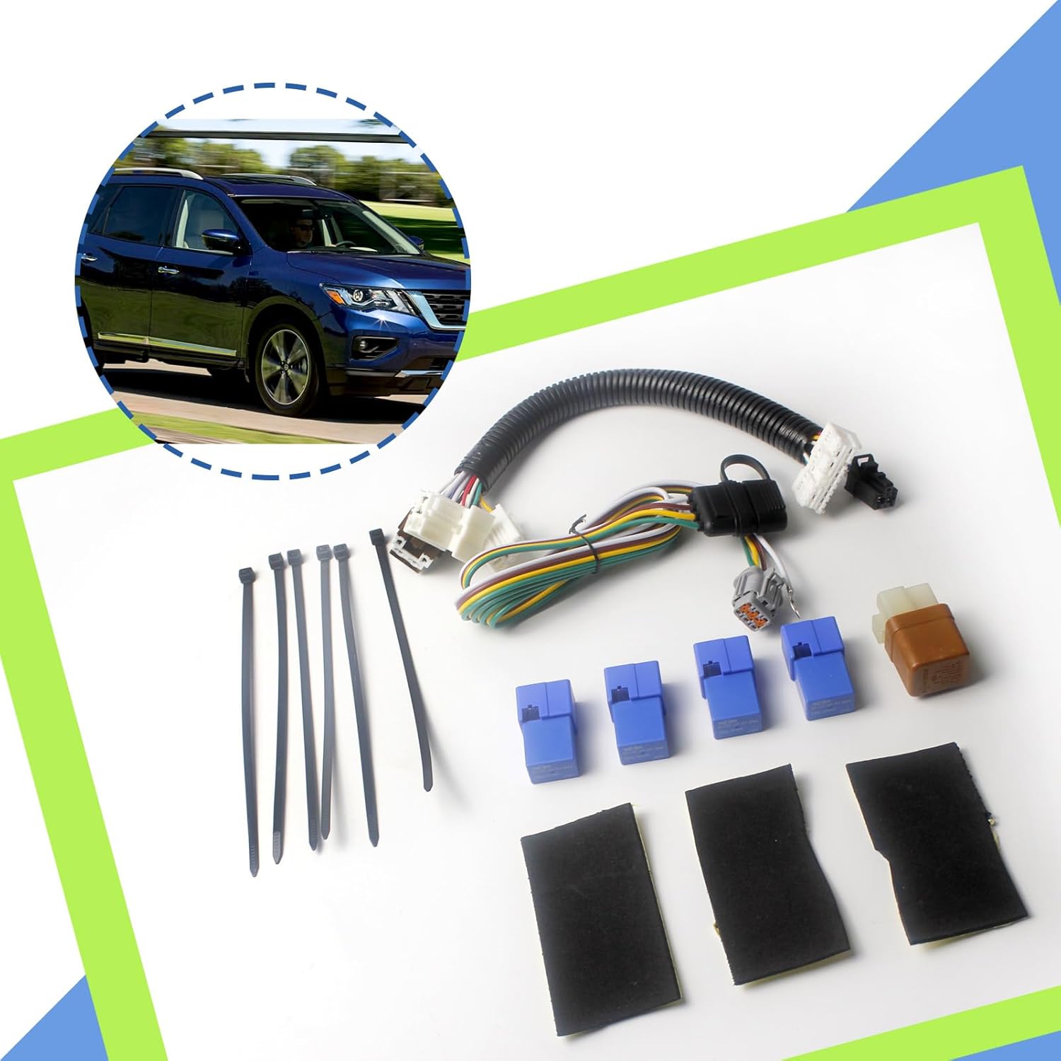 CX01088 4 Way Flat Trailer Wiring Harness Kit 4 Pin 5 Wire Rear Trailer Hitch Wiring Harness Compatible with Nis'san Pathfinder 2013-2020,QX60 2014-2020