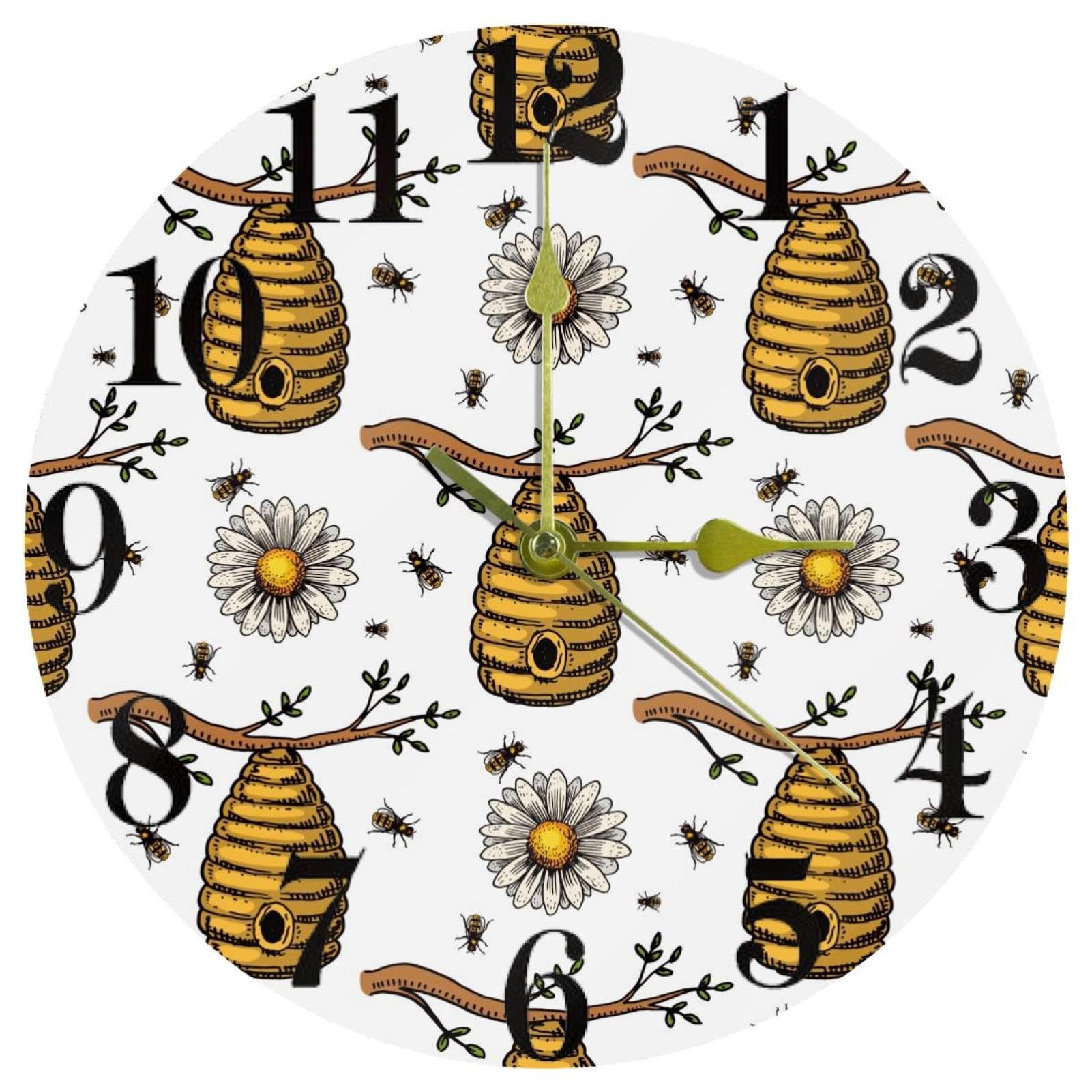 Horloge murale silencieuse Flying Bee anti-bruit à quartz pour chambre et bureau sans tic-tac
