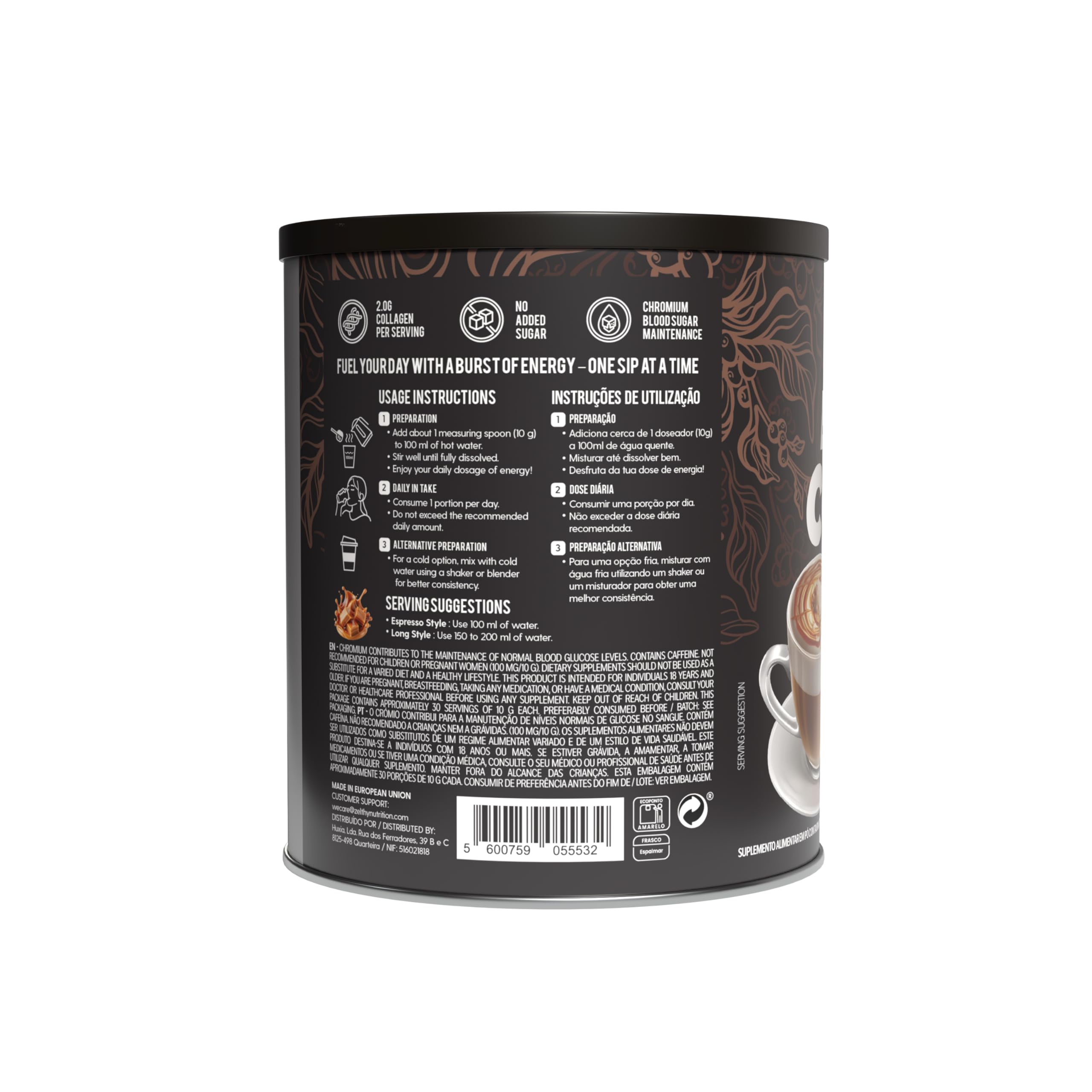 Zelthy Nutrition Bullet Coffee – Caffè funzionale con MCT, collagene e taurina – 300 g polvere senza zuccheri (Caramello salato)
