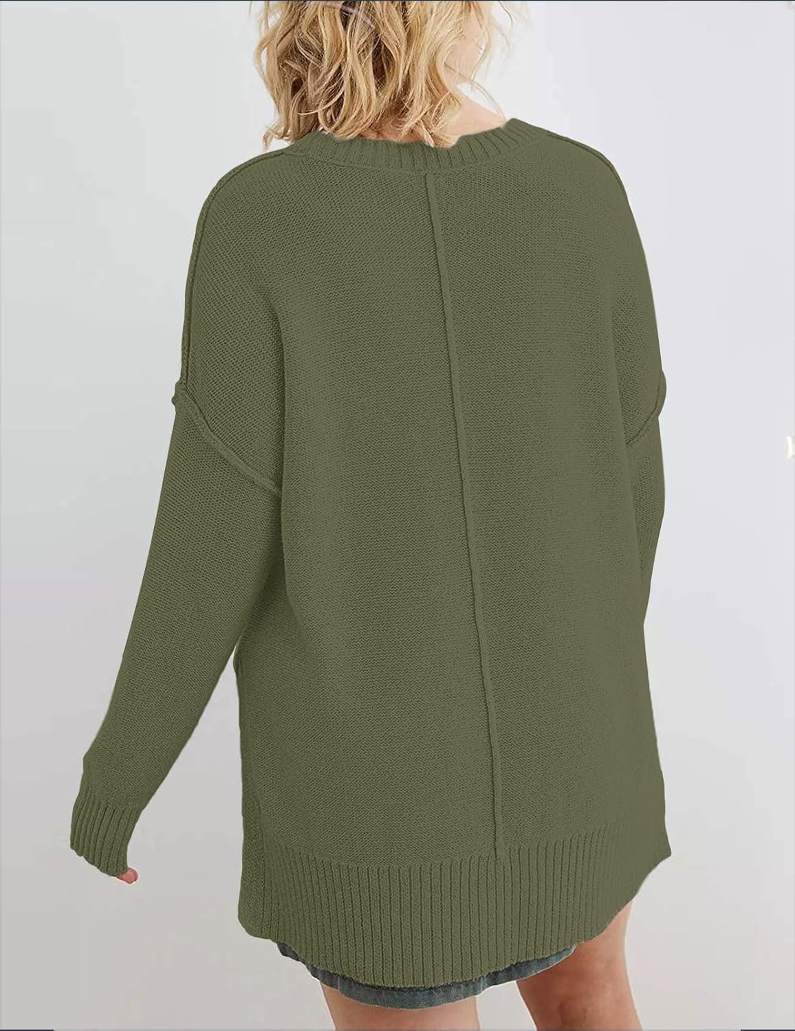 MEROKEETY Women's Fall Winter Oversized Pullover Sweater Spring Casual Loose Crew Neck Long Sleeve Side Split Jumper Tops - Image 6