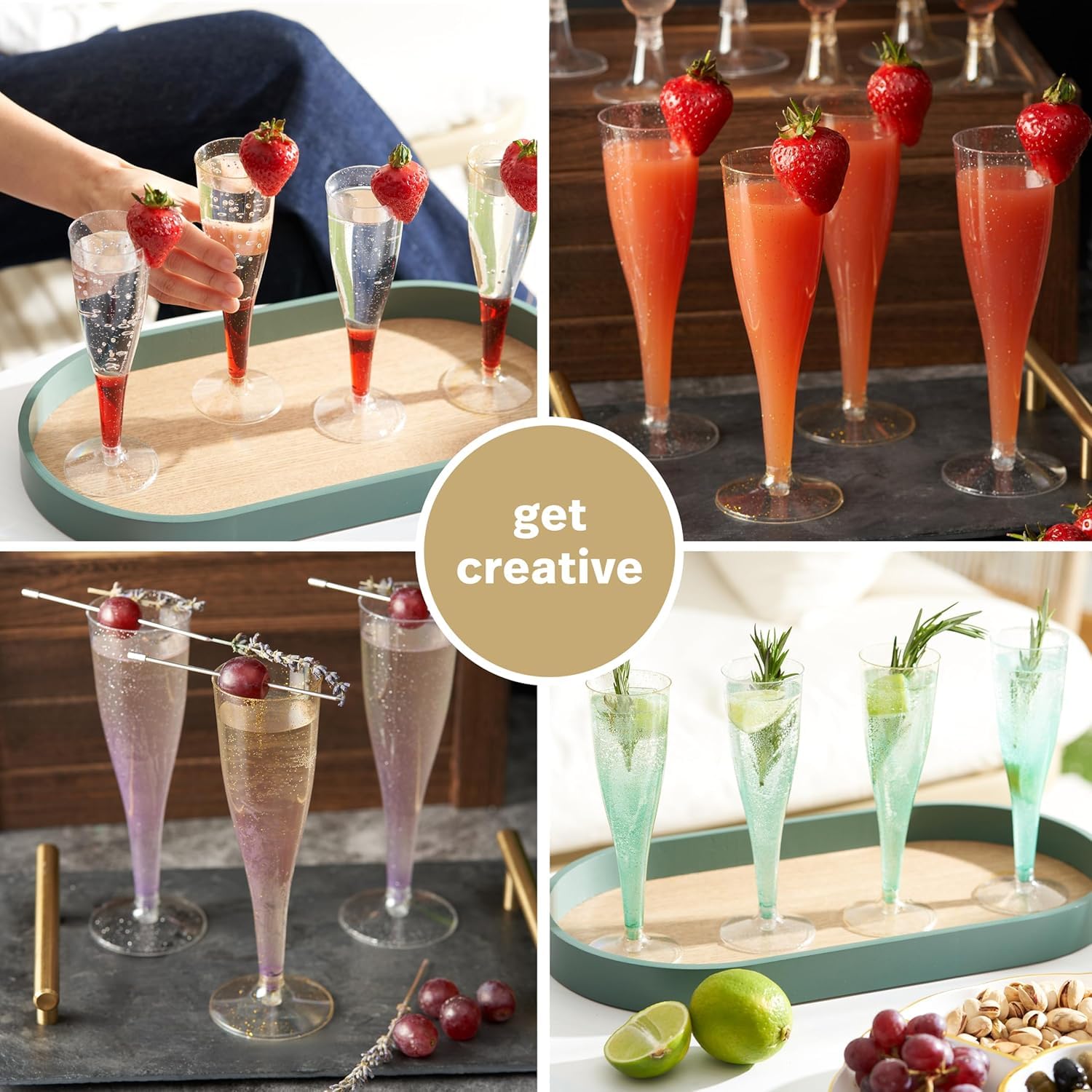MATANA 120 Premium Sektgläser Plastik mit Silber & Goldglitter, 133ml - Sektgläser Kunststoff, Sektflöten, Champagner Gläser, Cocktailgläser, Weingläser für Hochzeiten, Partys - Stabil & Mehrweg
