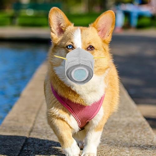 Vista 25 de STOBOK Mascarillas ajustables de gas para perros, bozal para perros, reutilizables, transpirables, protección bucal, filtro de contaminantes