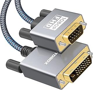 TECHTOBOX Active DVI to VGA,6FT DVI-D to VGA Male to Male Cable DVI-D 24+1 to VGA Adapter Supports 1080P FHD Compatible for Computer,Graphics Card to Old Monitor,TV,KVM