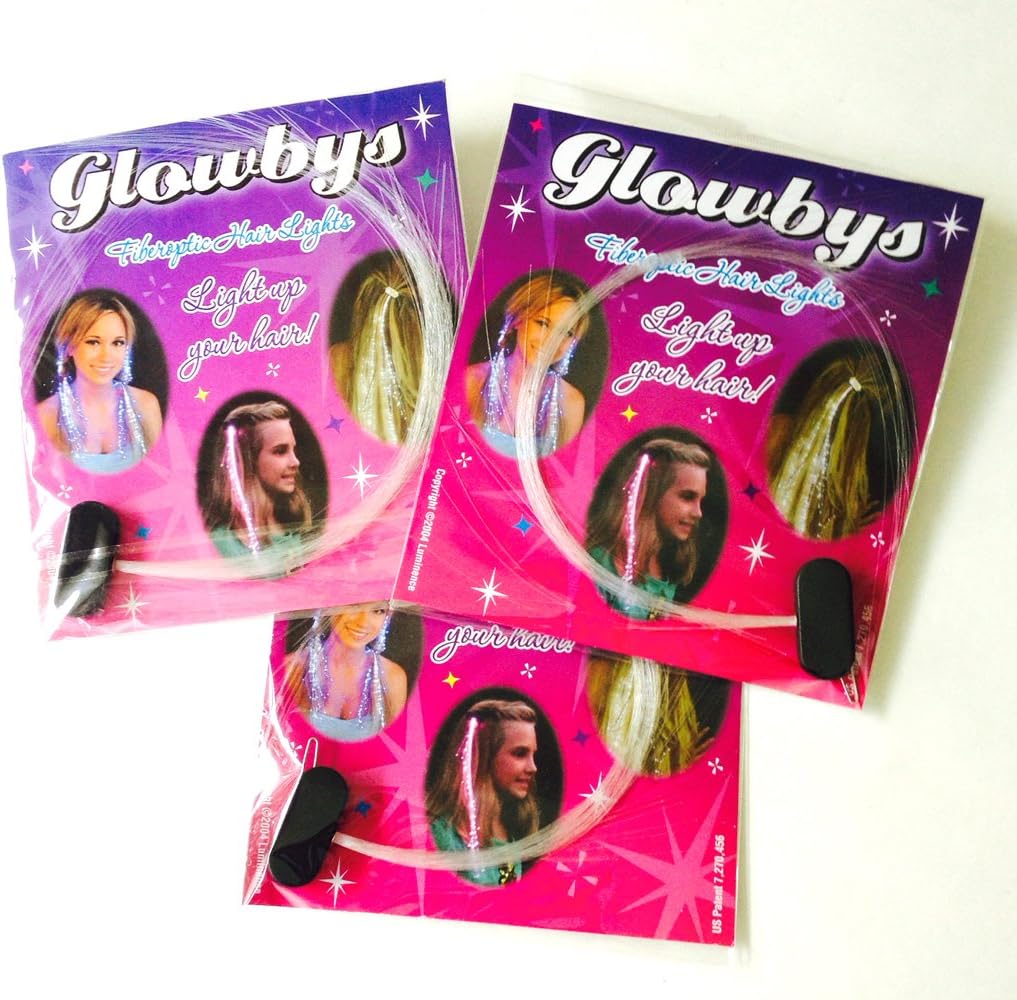 Set of three Glowbys Fiber-Optic Hair Barrettes, Light Strands