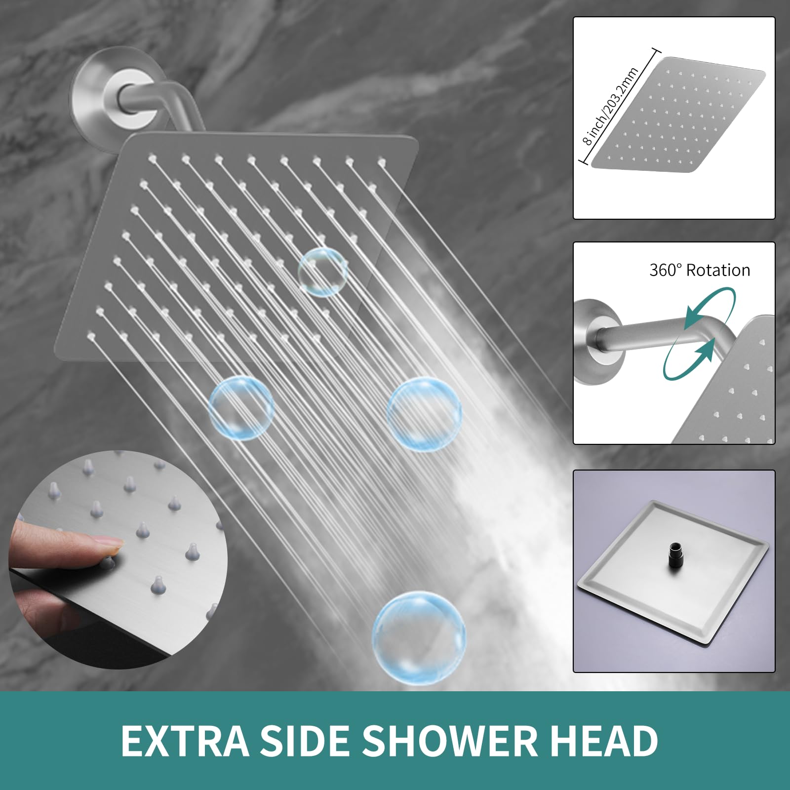 Sistema doccia a corpo intero con getti per il corpo, set di rubinetti doccia multifunzione con bocca a cascata per vasca da 30,5 cm e 20,3 cm, doppio soffione doccia a 5 vie, valvola con