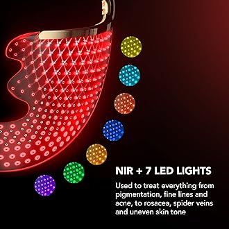 FAQ 202 Smart Anti Aging NIR + 7 LED Face Light Mask - Red Light Tretment - Face Masks Skin care - Wireless Face Masks Beauty - LED Face Mask - 600 Light Points - Wearable Skin Care