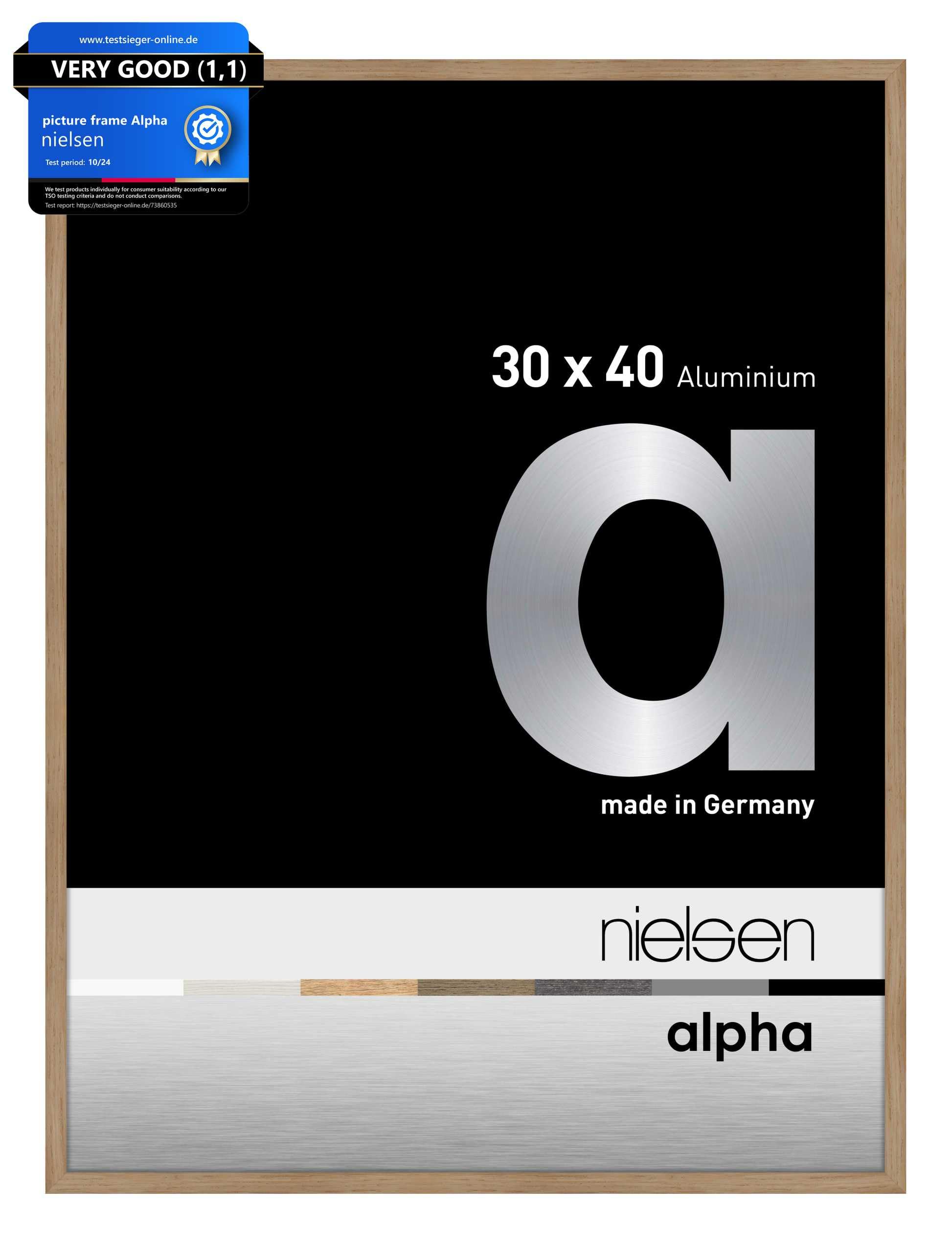 Nielsen Design    Brown Alpha Aluminium Picture Frame Oak in Size 30x40cm, BrandAlley