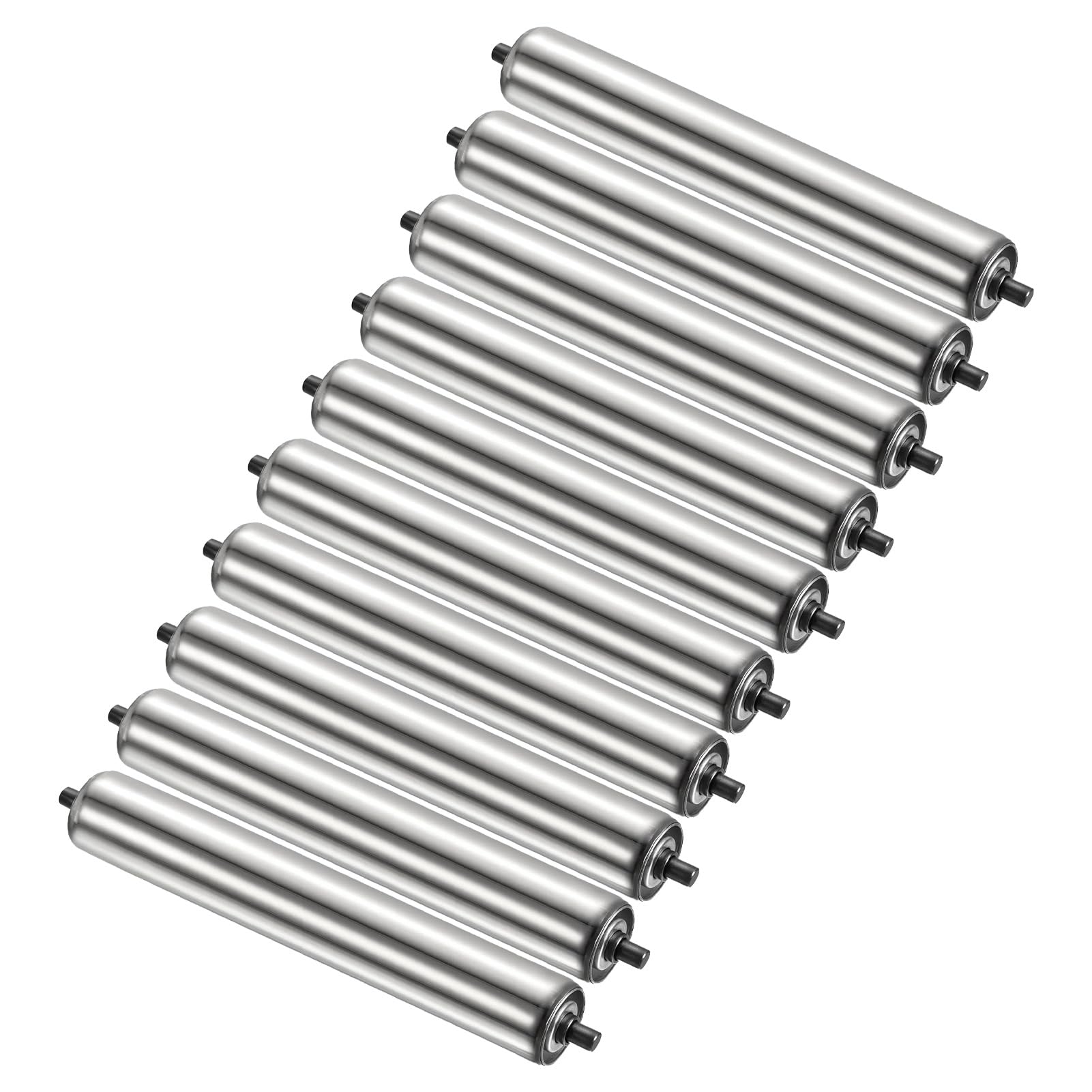 25 mm x 300 mm Convoyeur a Rouleau - 10 Rouleaux de Convoyeur, Inox Acier Gravité Transmission Rechange Pièce pour Chaîne de Montage