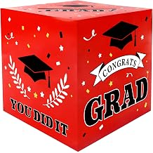 2026 Graduation Decorations Red Black White Graduation Card Box Holder Class of 2026 Party Favors Supplies Accessories Gifts Money Box for Letter Cash Table Decor Congrats Grad Decor