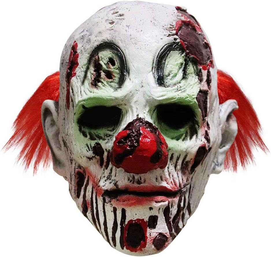 longpo Halloween Scary Evil Clown Mask Horror Face Zombie Costume, One Size