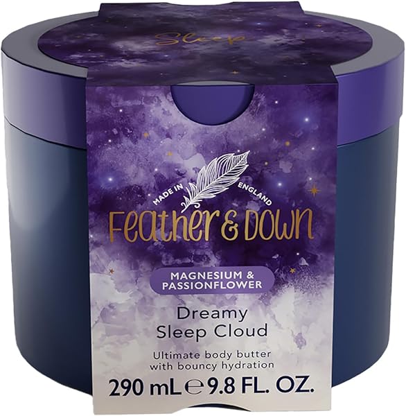 Feather & Down Magnesium and Passionflower Dreamy Sleep Cloud (290ml) - Whipped Body Butter Infused with Magnesium and Passionflower Extract, Calms for Anxiety & Stress, Relaxation Aromatherapy - 1