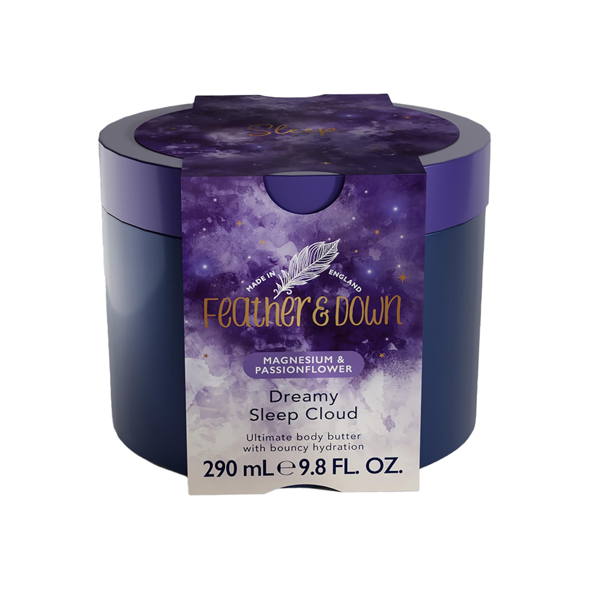 Feather & Down Magnesium and Passionflower Dreamy Sleep Cloud (290ml) - Whipped Body Butter Infused with Magnesium and Passionflower Extract, Calms for Anxiety & Stress, Relaxation Aromatherapy - 1