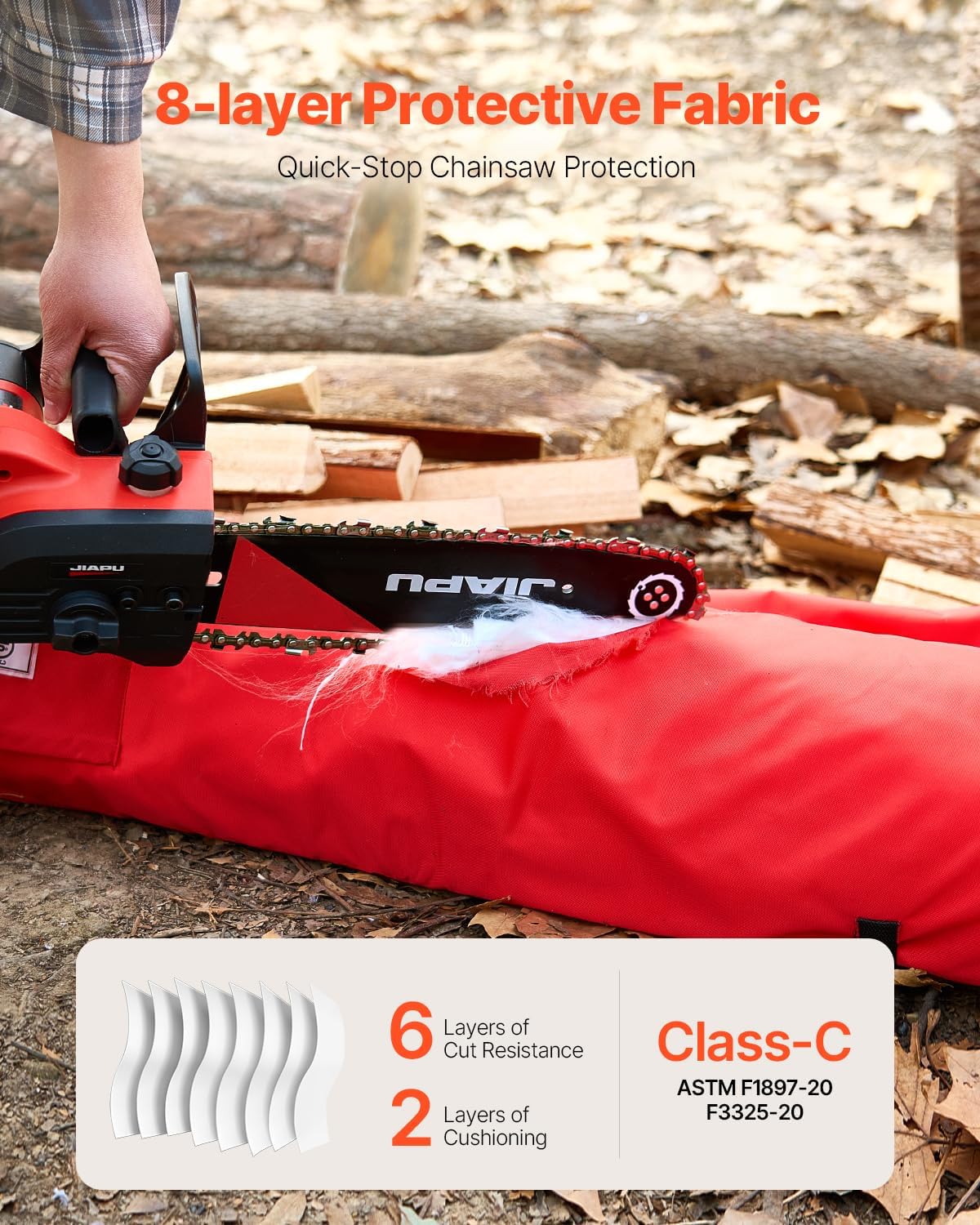 VEVOR Apron Style Chainsaw Chaps, Class C, 8 Layers Chainsaw Pants with Adjustable Belt & Gear Pocket, Chain Saw Chaps for Men/Women, Chainsaw Safety Equipment Wear for Loggers Forest Workers, Medium