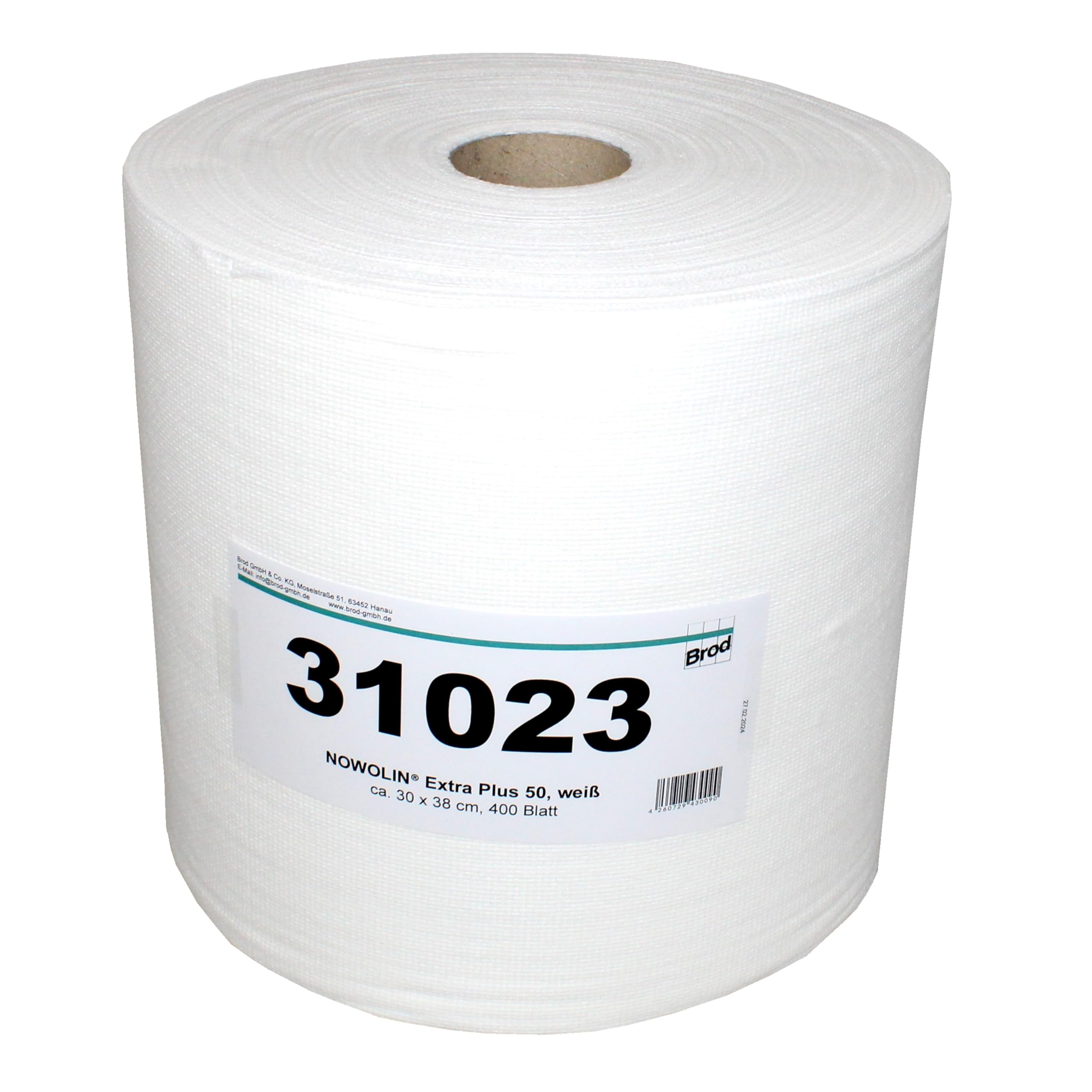 NOWOLIN® Universaltücher auf Rolle, 400 Blatt, 30x38 cm, Viskose Polyester | textilähnlich, reiß- und nassfest, waschbar, fusselarm, saugstark, für anspruchsvolle Reinigung in Industrie, Klinik & Labor