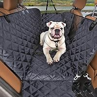 Comwish Waterproof Dog Car Seat Cover Hammock with Mesh Window, Safety Belt & Door Protectors - Non-Slip Scratchproof for Back Seat in Cars, SUVs, Trucks