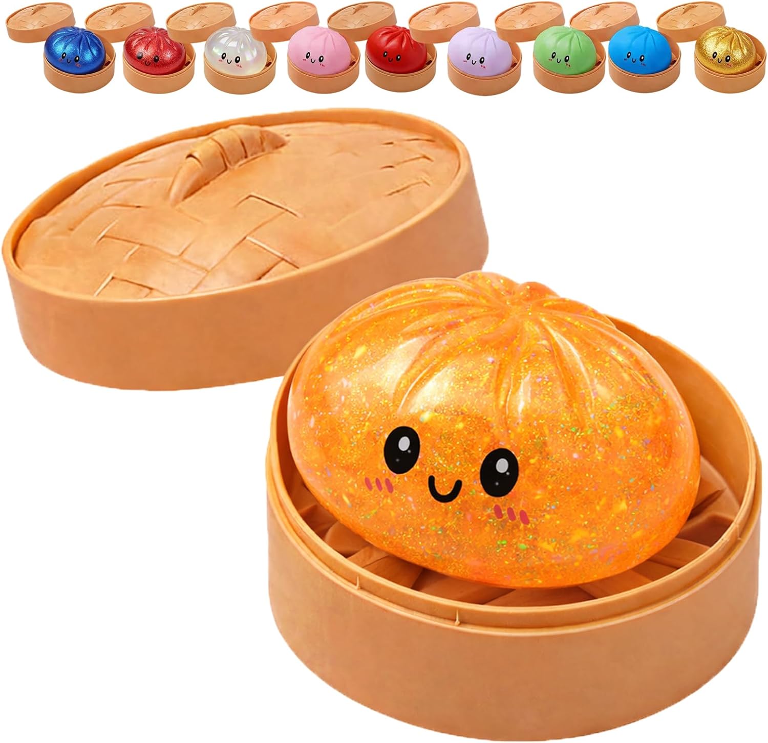 Glitter Dumpling - Glitter Dumpling Squishy, Dumplings Squeeze Sensory Stress Relief Toy for Adults & Kids (4PCS)