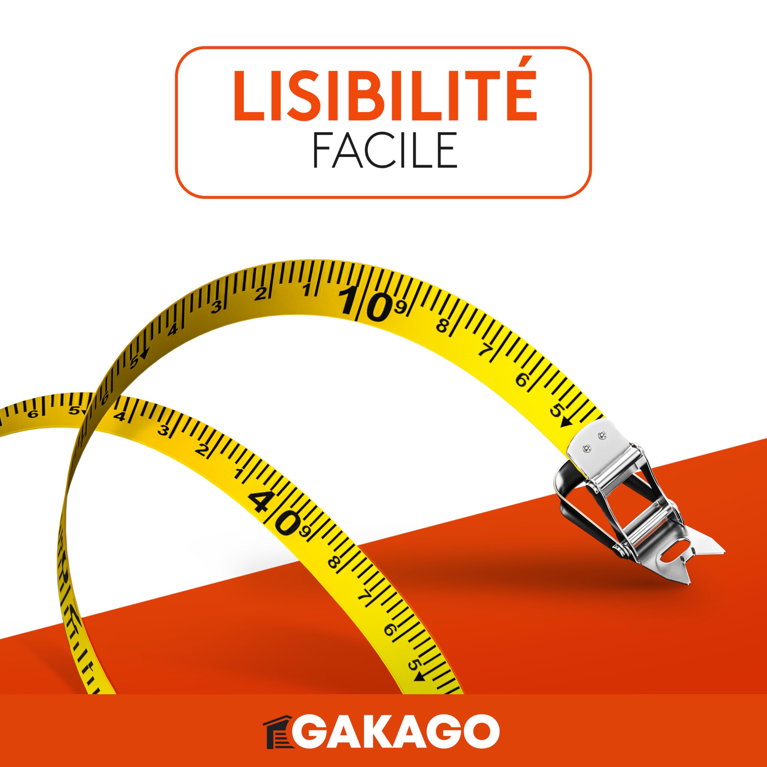 Gakago Mètre ruban 100m - Mètre enrouleur à 3 démultiplications avec levier pliable - Poignée ergonomique et antidérapante du mètre, Rouleau de mètre ruban avec pointe de marquage des points de mesure