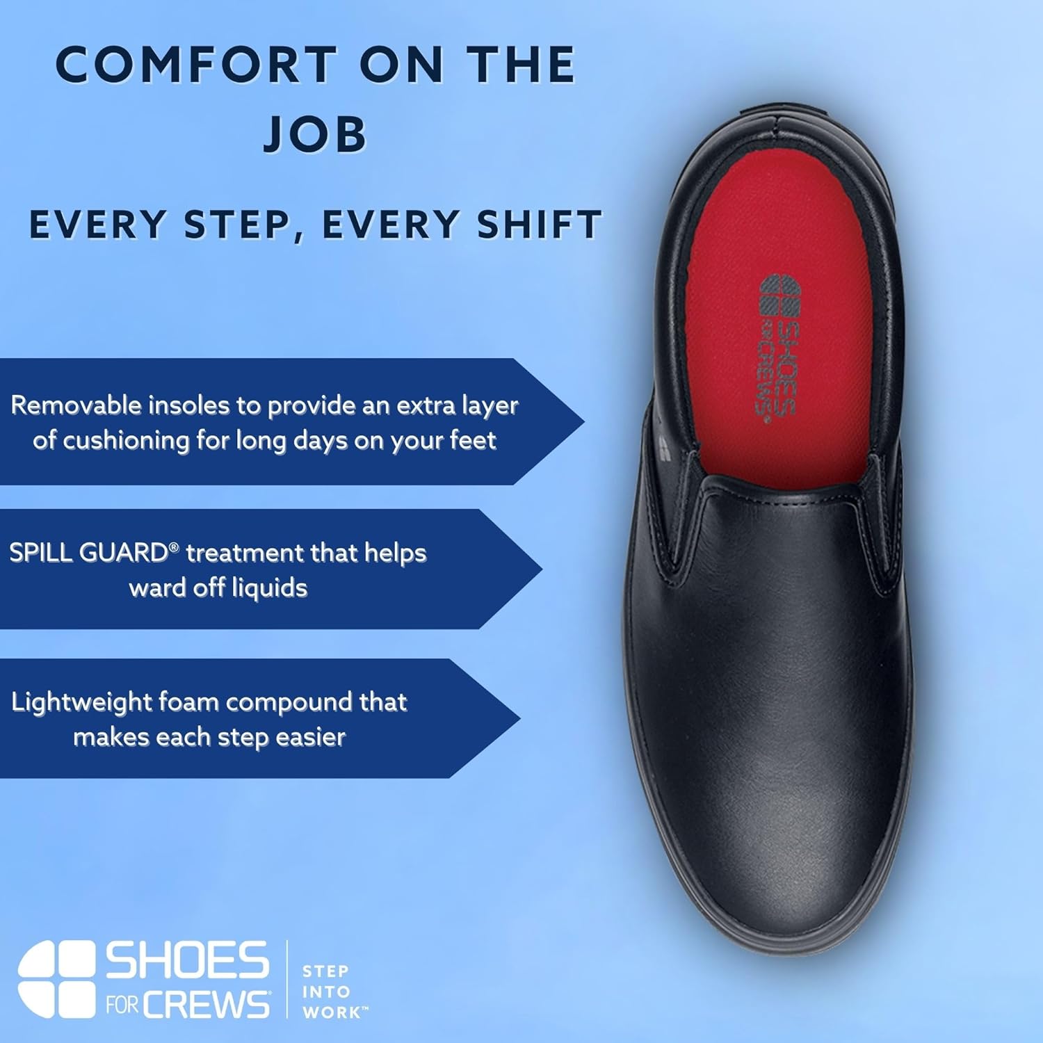 Shoes for Crews Unisex Slip-On Work Shoes - Comfortable, Non-Slip Footwear for Men & Women in Food Service, Healthcare & Hospitality - Merlin Slip-On, Size 10.5 - Image 5