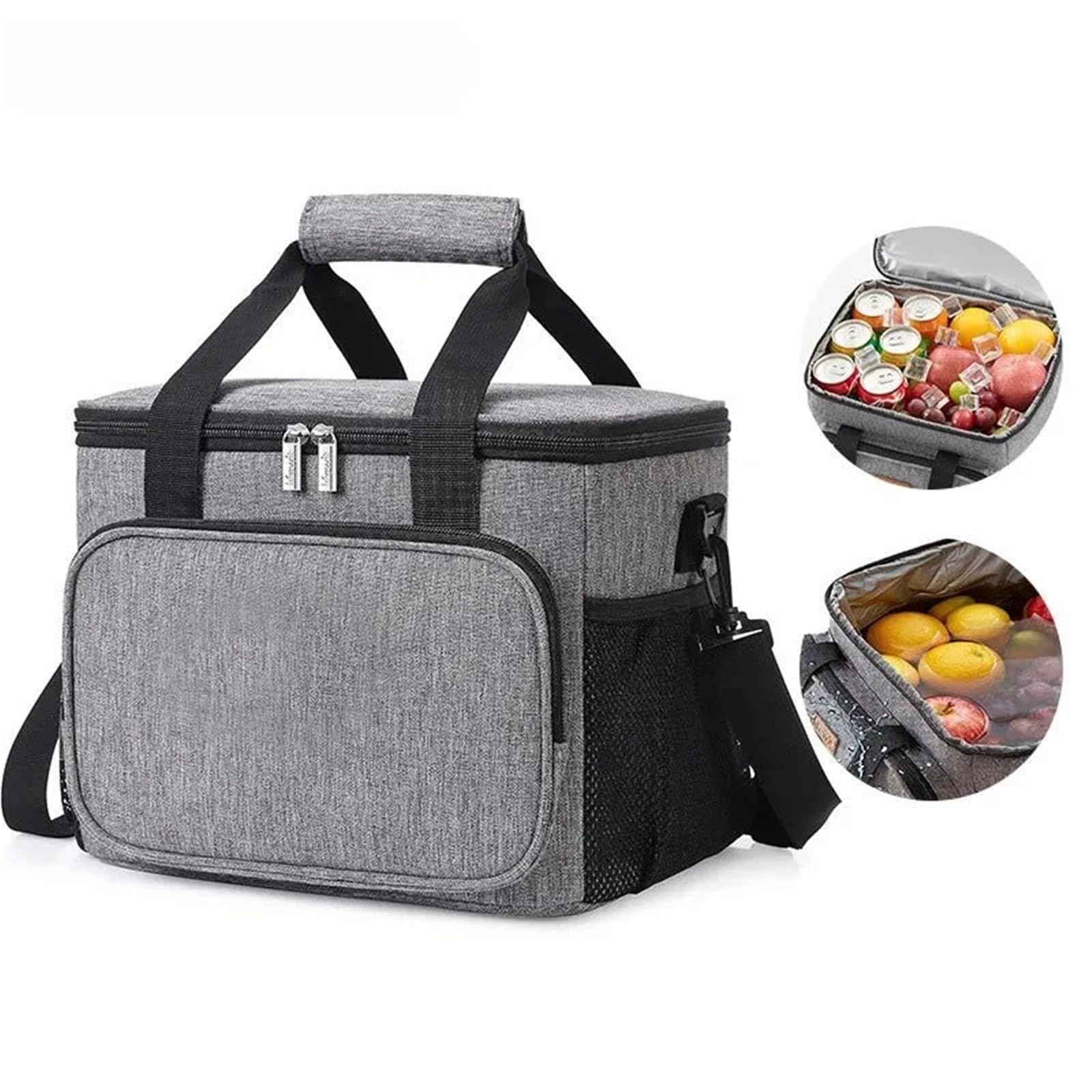 Bolsa De Almuerzo Bolsa de Almuerzo de Tela Oxford con Alta Capacidad, Correas de Mano y de Hombro, portátil, Impermeable, de Gran Capacidad, 1 ud. para Oficina，Picnic(35 * 28 * 28)