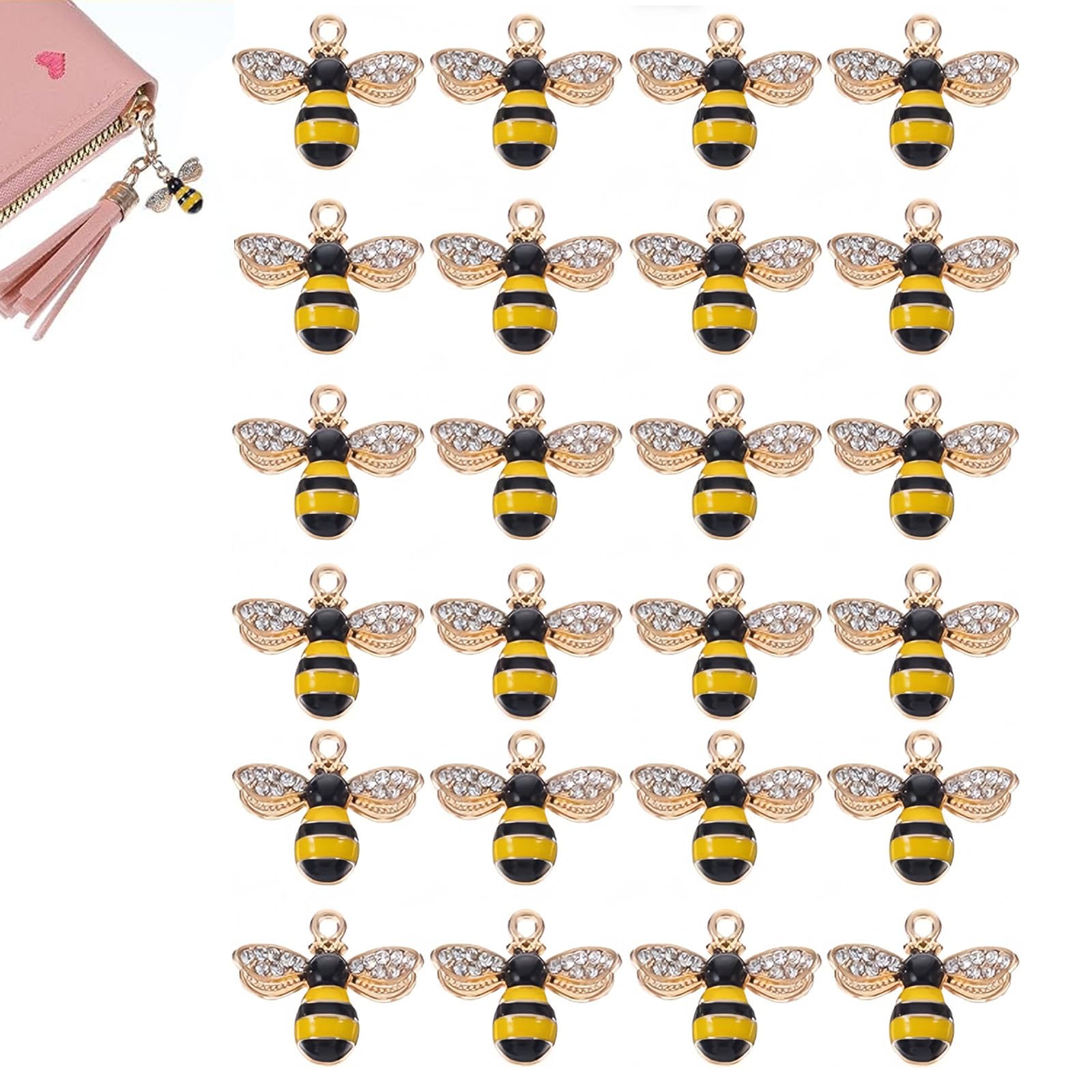 24pz Ciondoli Ape Smaltati Dorati in Lega di Zinco 2.1x1.8cm per Creazione Gioielli Fai-da-Te Collane Bracciali Orecchini Accessori Carini