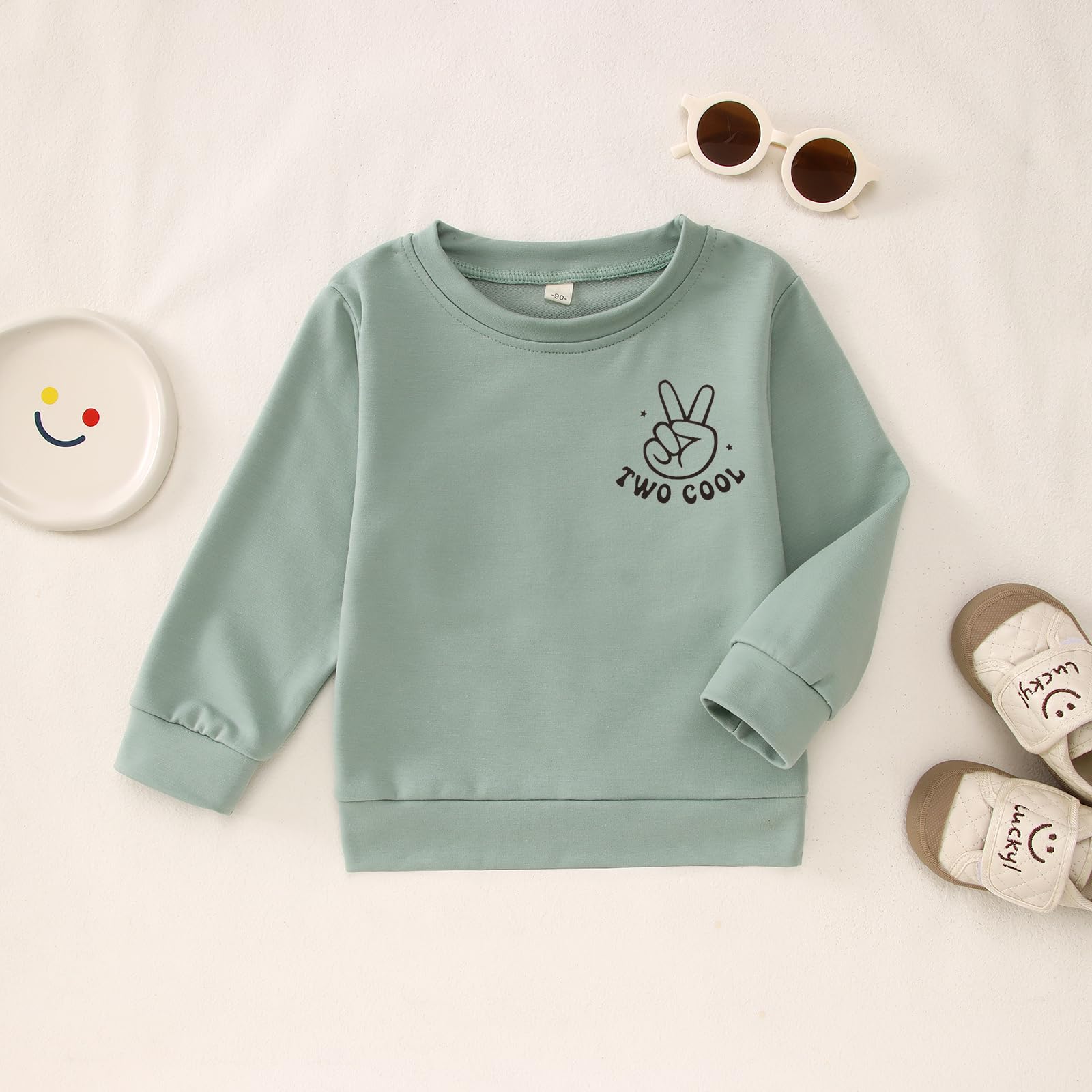 CM C&M WODRO 2. Geburtstag Junge Sweatshirt Two COOL Pullover für Kleinkinder Zweiter Geburtstags Sweatshirts Herbst Winter Langarmshirt Kinder Ankündigung Outfit Baumwolle Babyshirt