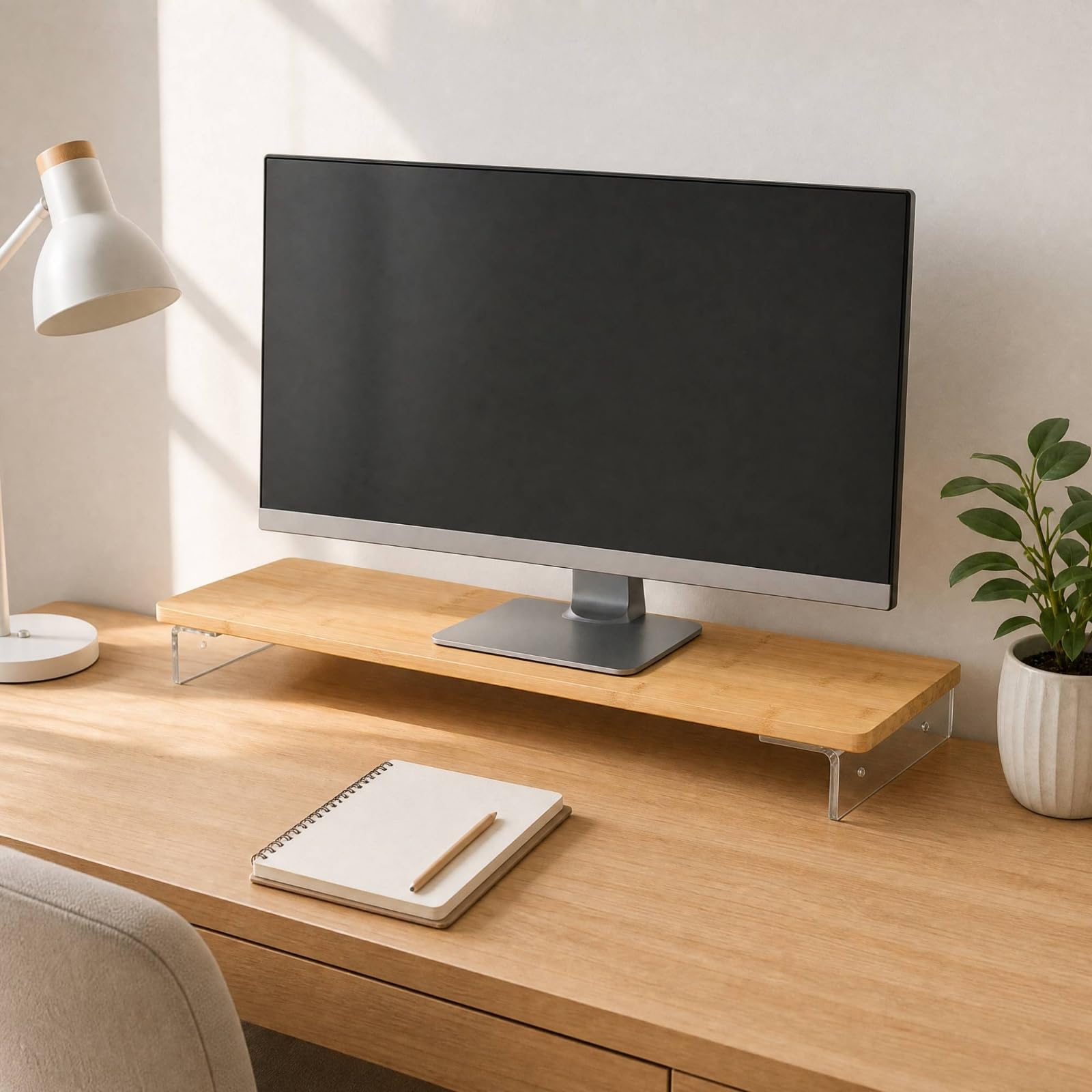 Rehaueur Moniteur Bureau à Un Étage Stable Support D'écran Plateau en Élégant, 66CM